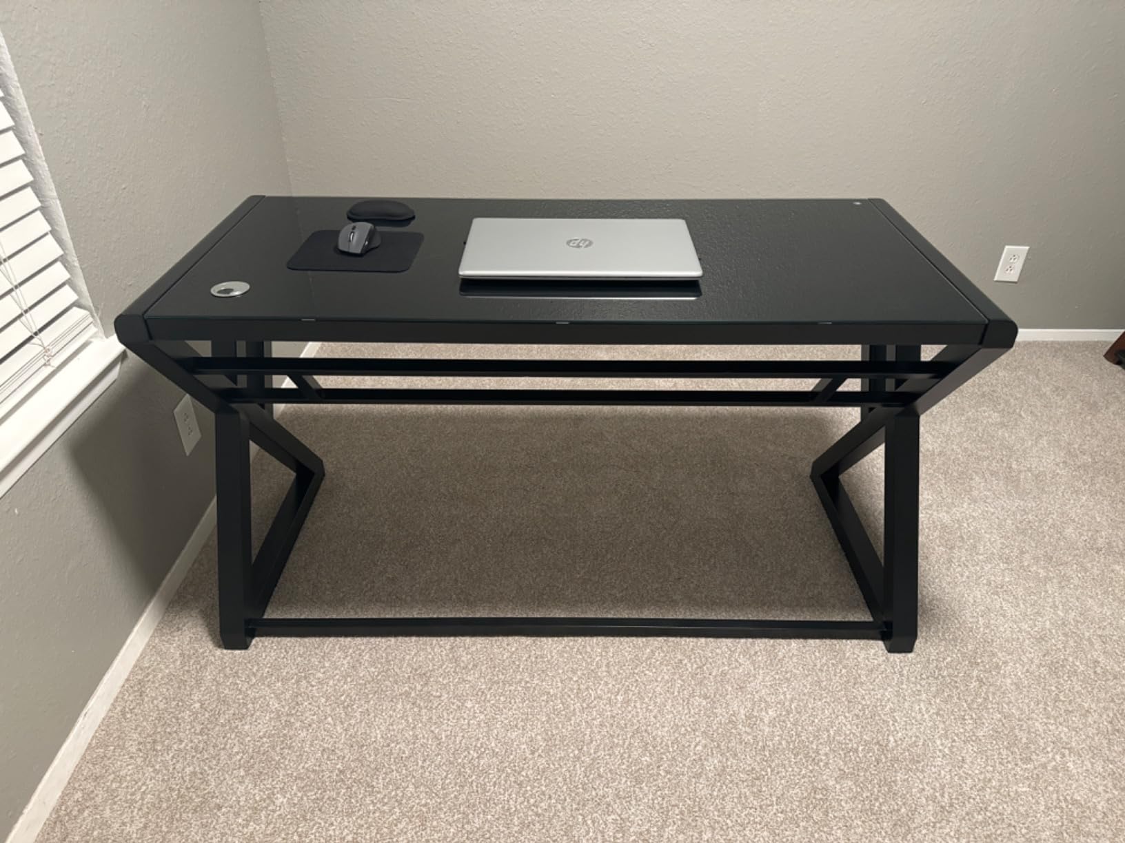 SAMERY Computer Desk & Gaming Desk, Home Office Desks 55.1 Inch- Modern Simple Writing Study White Glass Computer Desk Space-Saving Multipurpose Workstation with Metal Frame customer photo 2