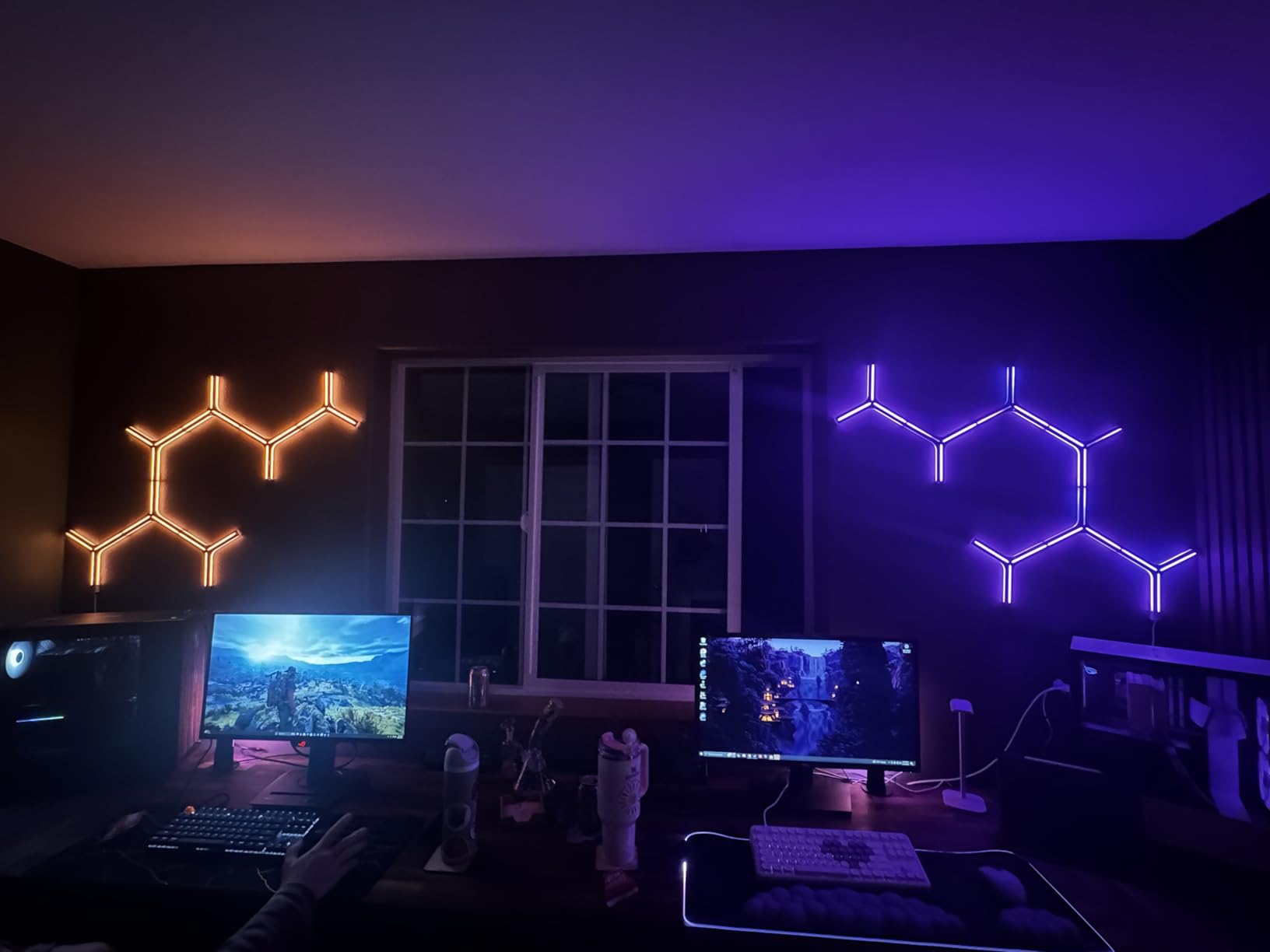 Glide Y RGBIC LED Wall Lights, Smart Wi-Fi Gaming Lights with Music Sync, DIY and Timer Feature, LED Lights for Gaming Room, Wall Light 7 Pack customer photo 1
