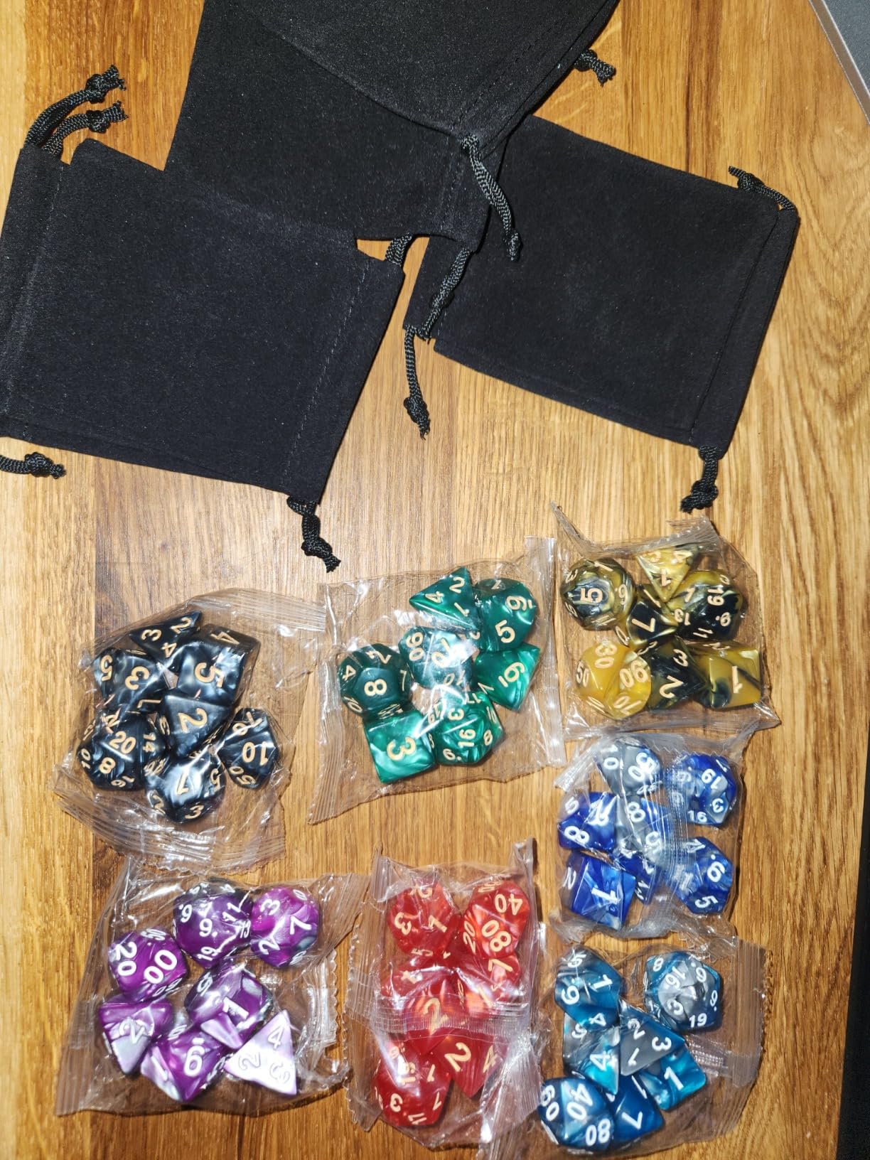 7 Sets (49PCS) Polyhedral Dice Set for Dungeons & Dragons/RPG, Complete D&D/DND Dice Sets (D20, D12, D8, D6, D4 & 2xD10 [0-9 & 00-90]) with 7 Pouches customer photo 1