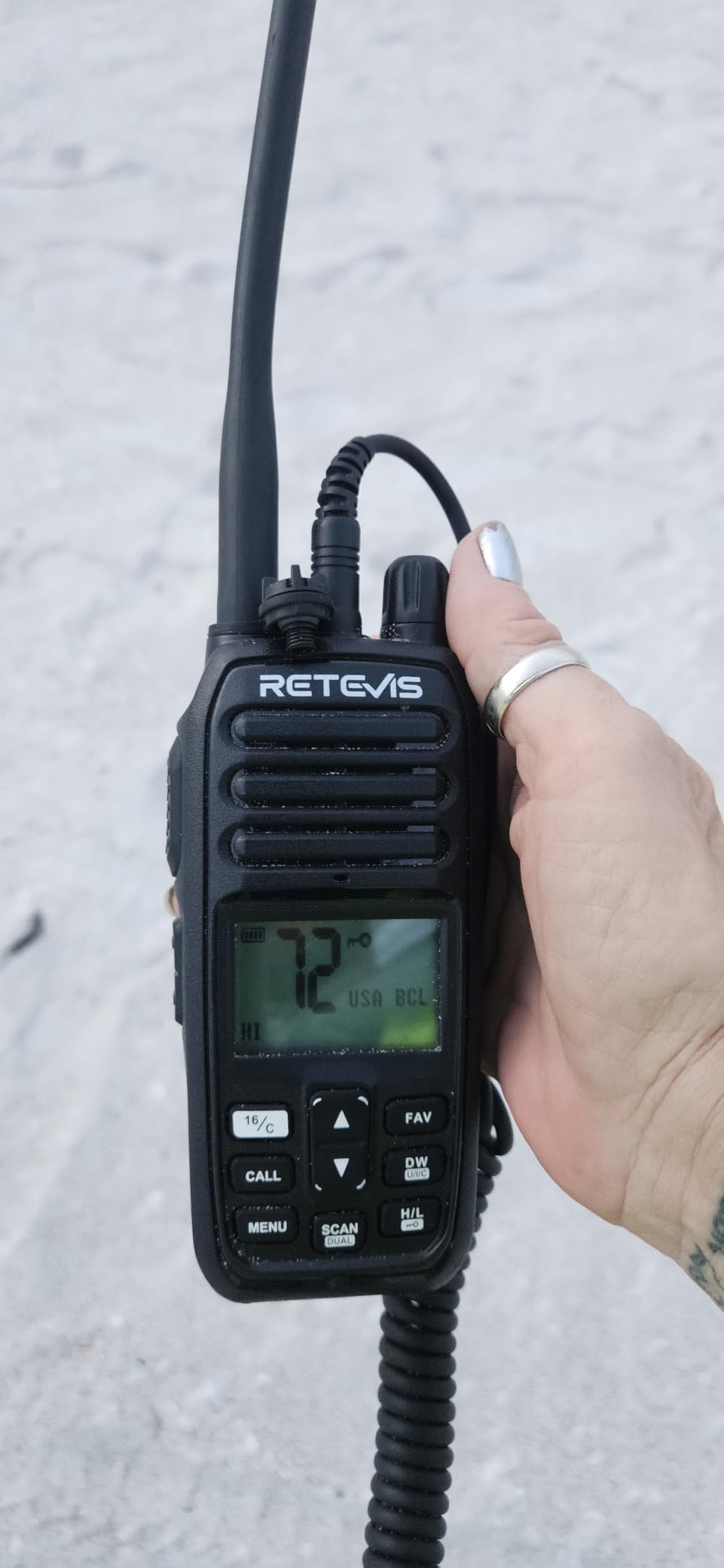 Retevis RM21 Handheld Marine Radio,IP67 Waterproof Floating Two Way Radio,Noise Cancelling Mic,1800mAh,Backlit LCD Display Maritime Radio,NOAA,International Channels,Boat Radio for Fishing customer photo 2