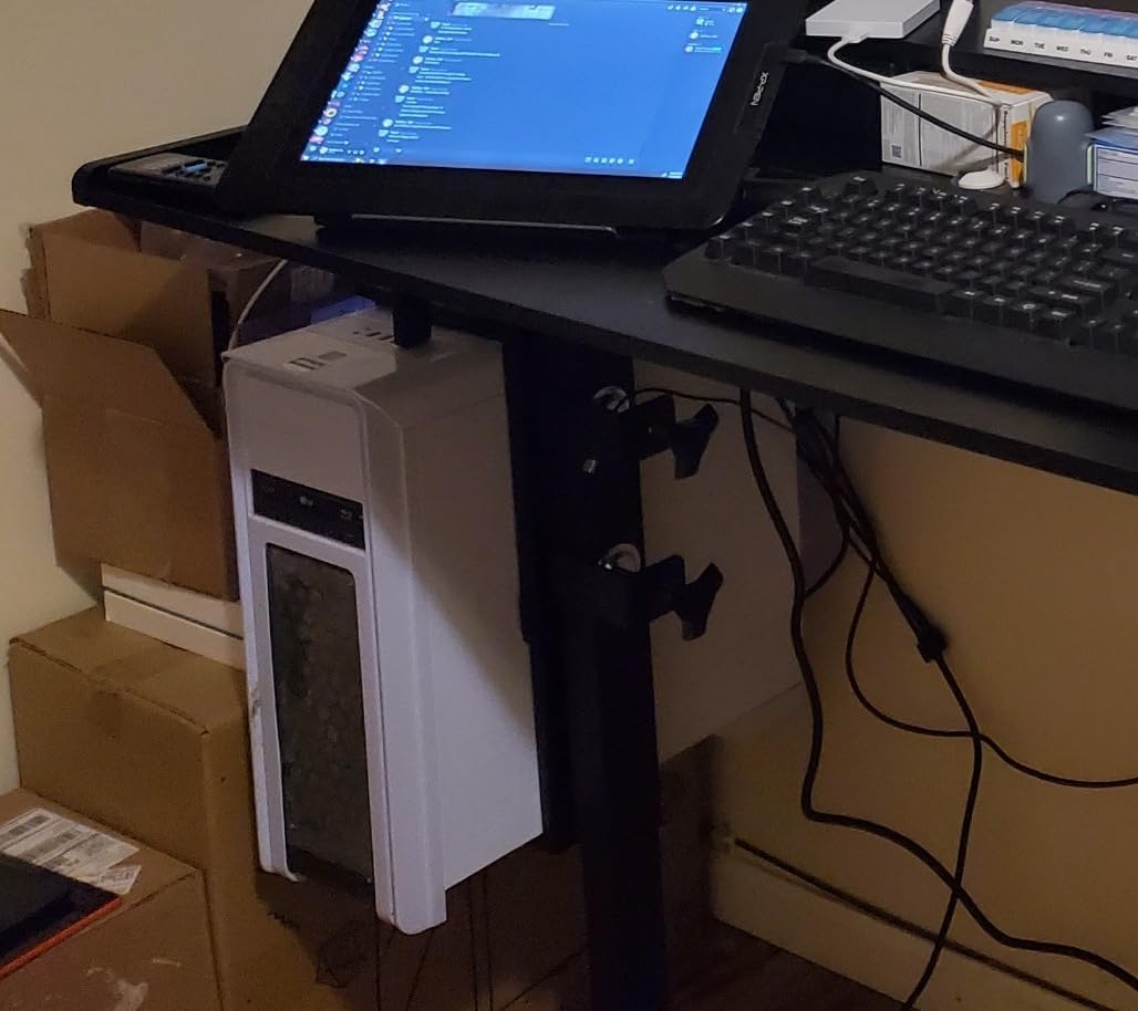 VIVO Adjustable Clamp-on Desk Leg PC Mount, Under Desk PC Mount, Computer Case CPU Holder with Tool-Free Installation, Black, MOUNT-PC01C customer photo 2