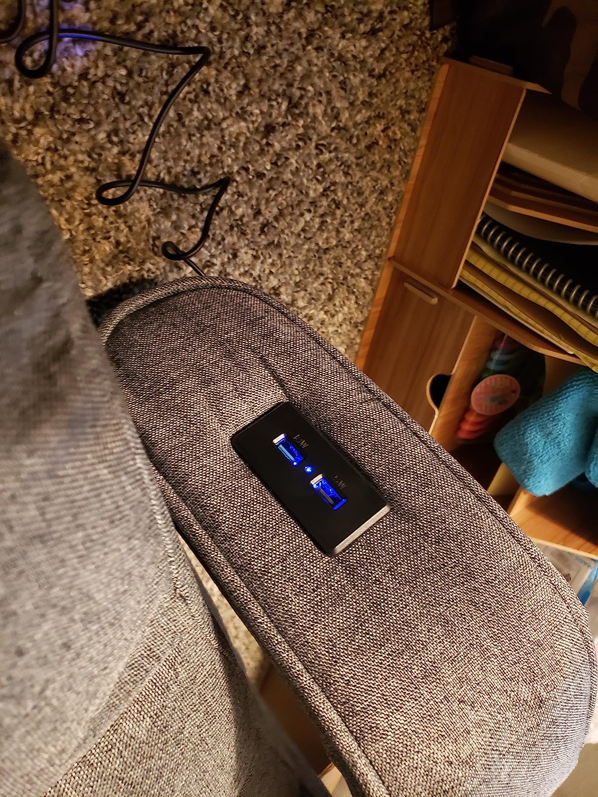 STHOUYN Comfy Floor Chair Bedroom 2 USB Charging Ports, 5-Position Couch Gaming Lounge Chairs Adults, Indoor Folding Lazy Sofa Meditation Arm Dorm Chair Living Room (Grey) customer photo 1