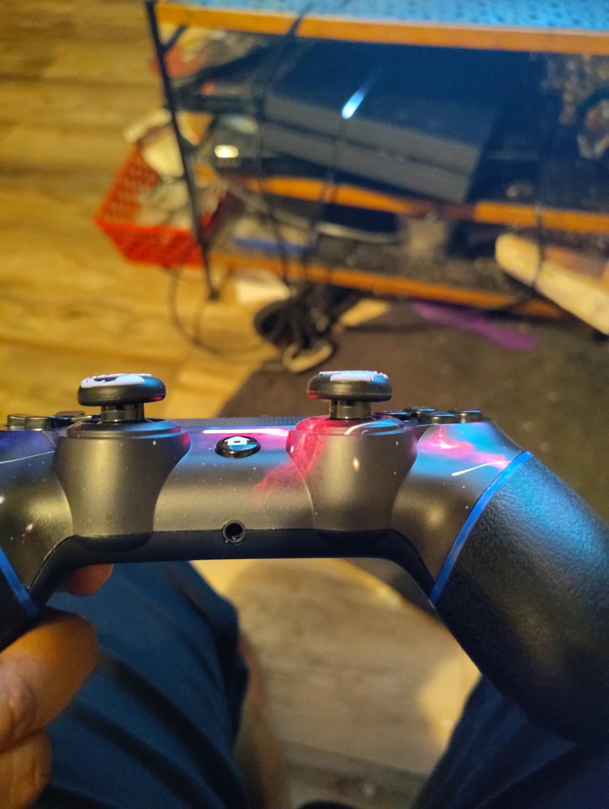 AceGamer Wireless Controller for PS4, Custom Design V2 Gamepad Joystick for PS4 with Non-Slip Grip of Both Sides and 3.5mm Audio Jack! Thumb Caps Included! (Galaxy) customer photo 2