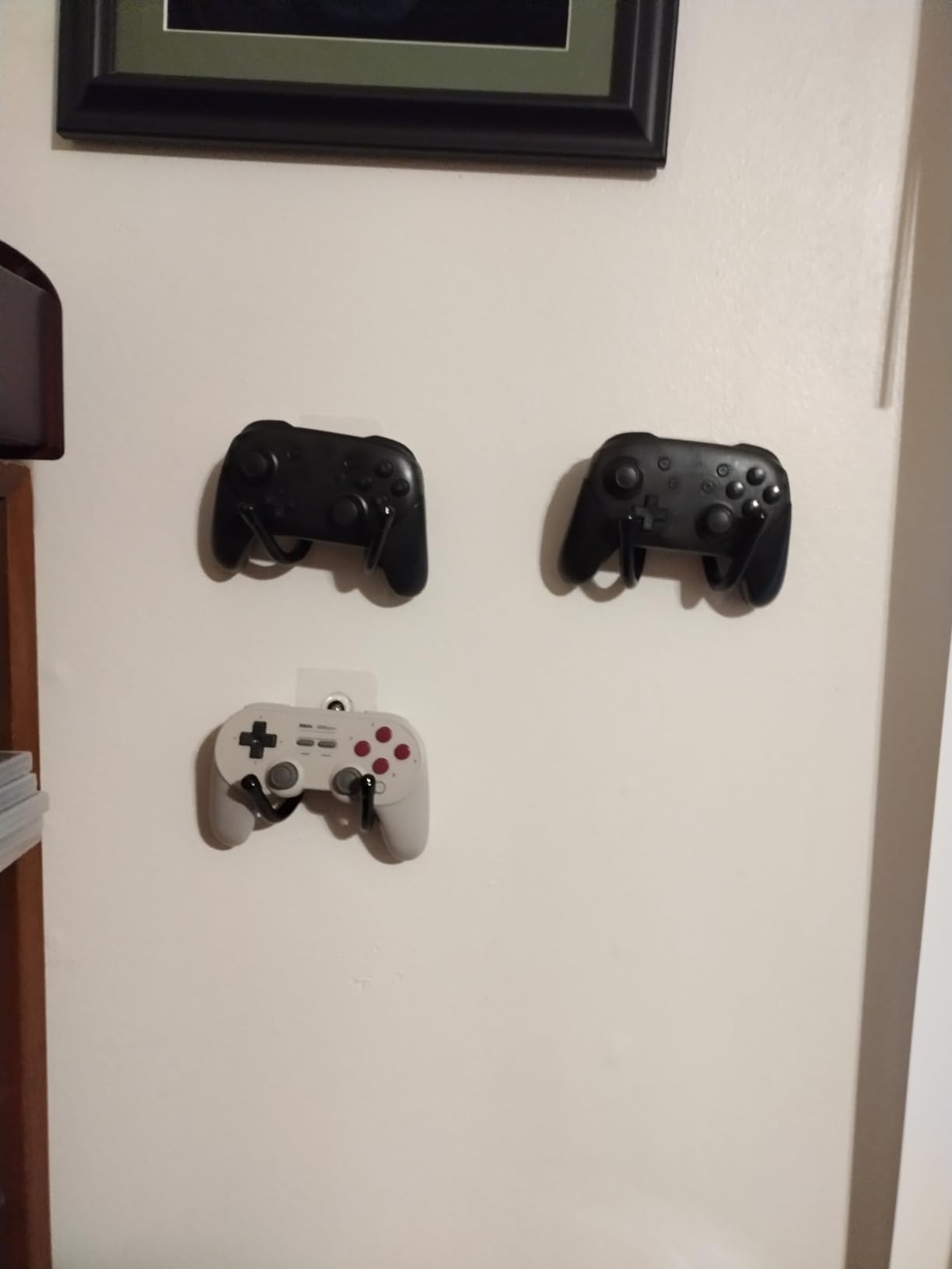 Pmsanzay 3 Pack Universal Self-Adhesive Game Controller Wall Mount Storage Organizer Stand Holder Hanger for Xbox One PS4 Switch Pro Controller,Headphone,Cables,etc - No Drilling, Stick on customer photo 1