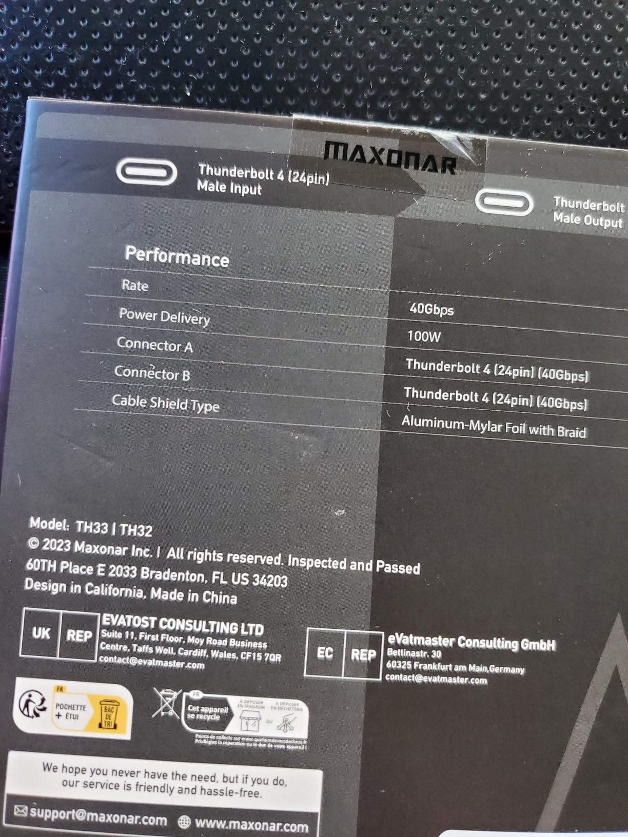 Maxonar [2 Pack 3.3FT] Thunderbolt 4 Cable, 40Gbps Sync, 240W Charging, 8K/5K Display, All-in-One Cable Replaces Multiple Cables for 2026 Studio Display, MacBook, SSD, Docking customer photo 2