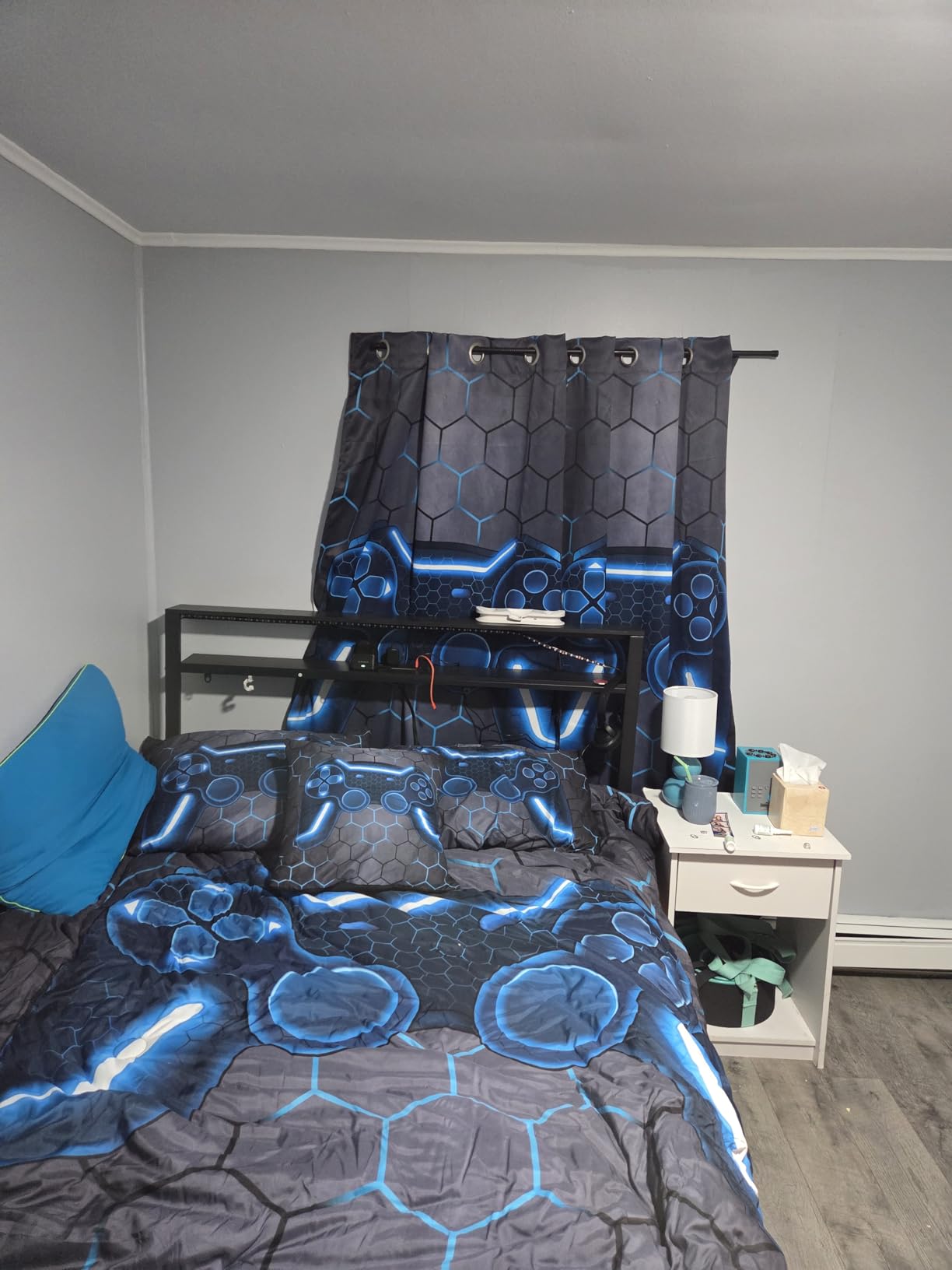 NTBED Game Console Blackout Curtains Drapes for Kids Bedroom Play Room 2 Panels Darkening Grommets Window Treatment, 42Wx63L, Blue customer photo 1