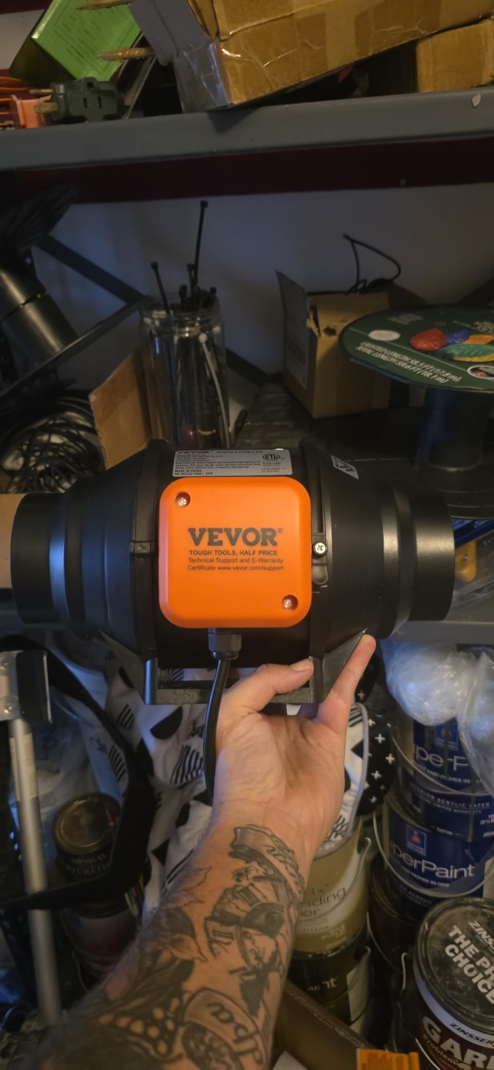 VEVOR Inline Duct Fan, 4-Inch 200 CFM with Variable Speed Controller, Quiet AC-Motor Ventilation Exhaust Fan for Cooling Booster, Grow Tents, Hydroponics customer photo 1