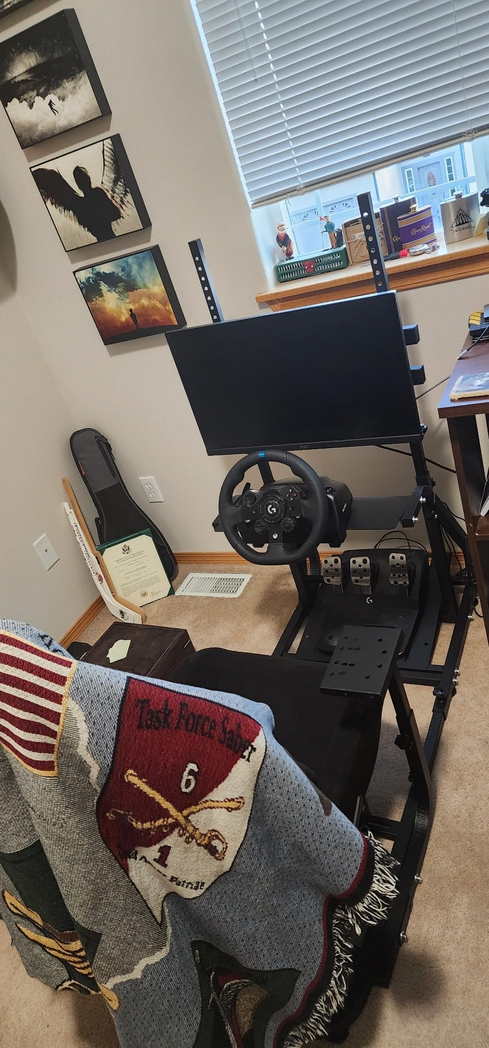 Dardoo Racing Simulator Cockpit Monitor Mount Fit for Logitech G923 G29 G920, for Thrustmaster Wheel Frame, Excluding Steering Wheel Shift Lever Pedals Seat and Racing Frame customer photo 2