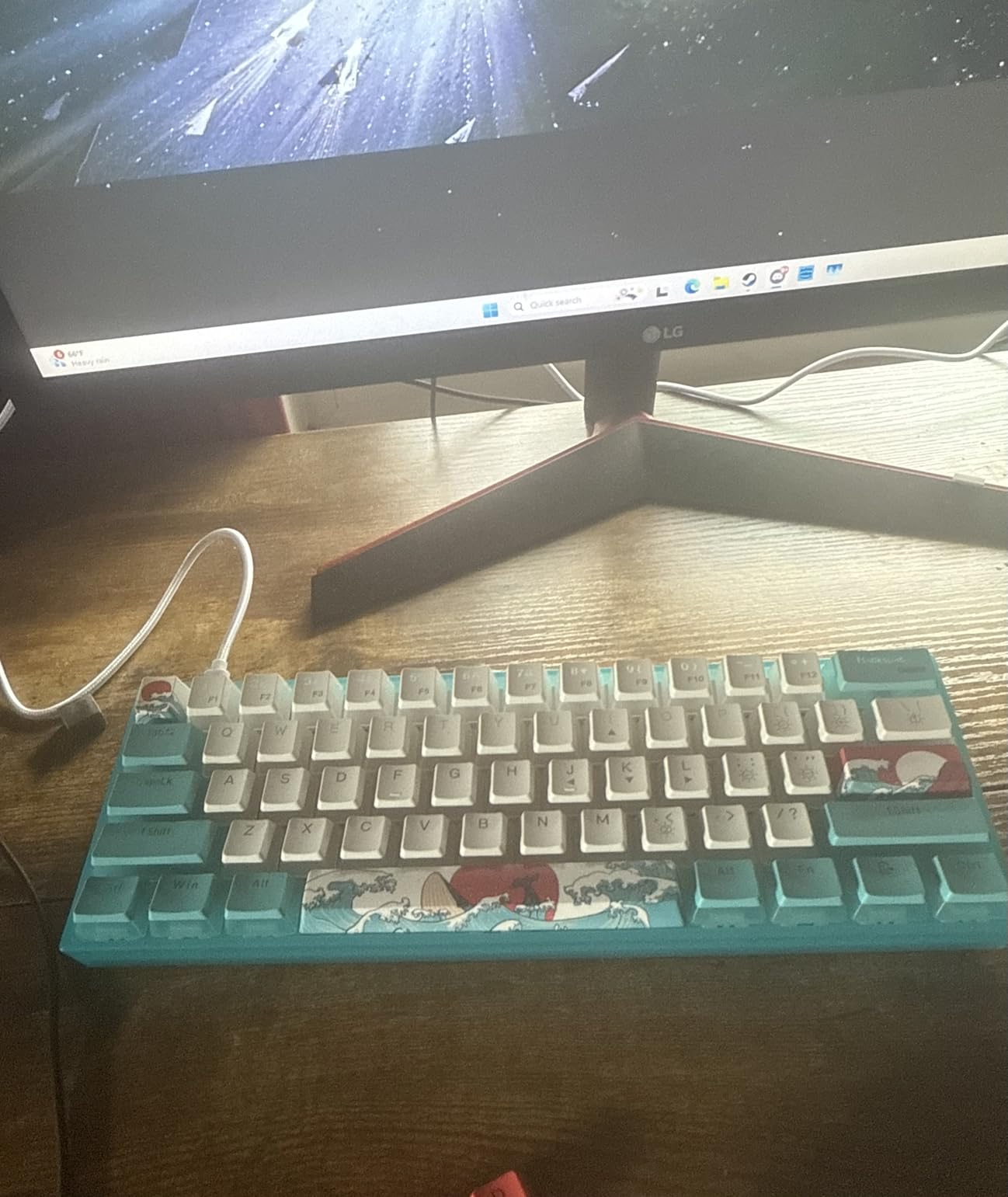 Womier 60% Percent Keyboard,WK61 V2 Mechanical RGB Wired Gaming Keyboard,Hot-Swappable Creamy Key Board with PBT Keycaps,Linear Red Switch for Windows/MAC (Blue) customer photo 2