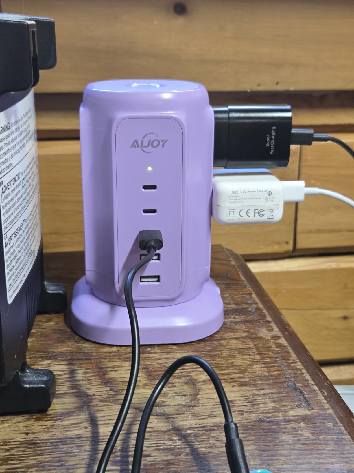 AiJoy Tower Surge Protector Power Strip, 14-Device Charging Station with 9 AC Outlets & 5 USB (2 USB-C), 1200J Surge Protection, 6.5FT Flat Plug Extension Cord, Wide-Spaced Outlets, Individual Switch customer photo 1