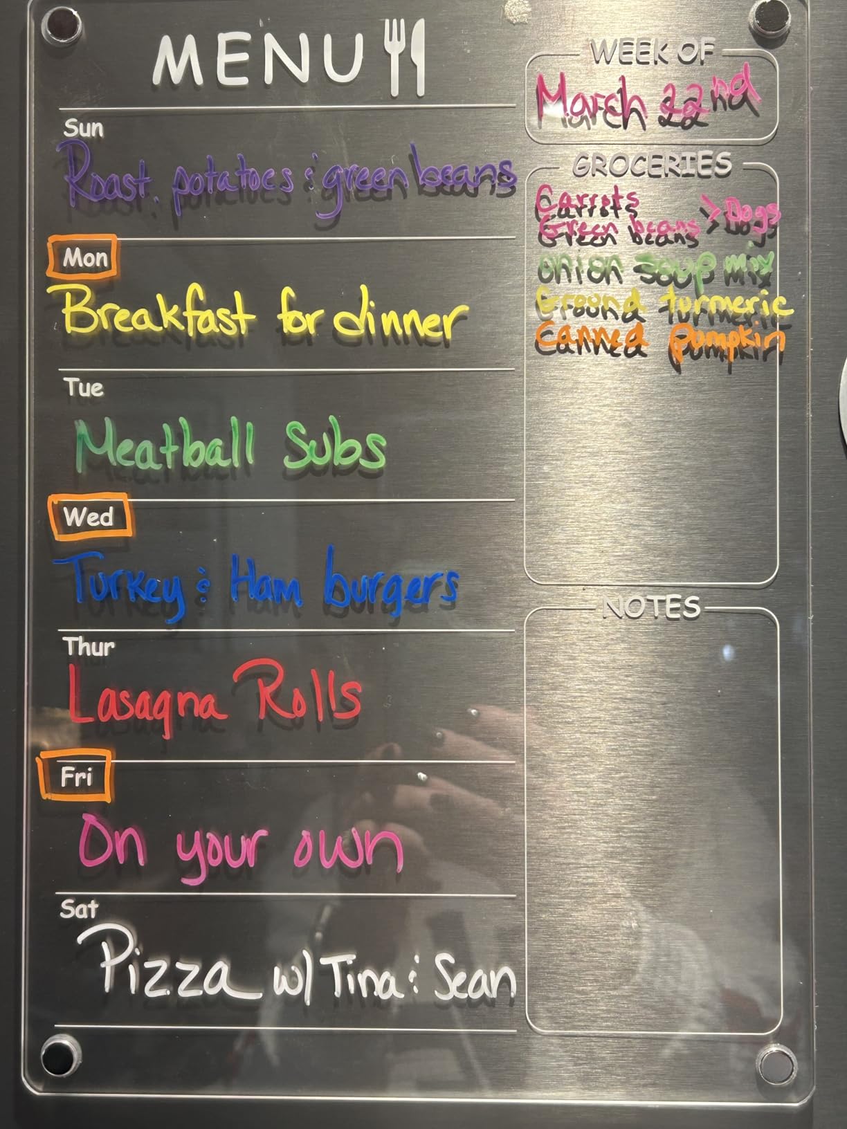 Acrylic Meal Planner Magnetic Menu Board for Kitchen Fridge w/Markers, Clear Weekly Calendar Planning Board Noteboard Refrigerator Dry Erase Board to Do/Grocery/Shopping List/Chore Chart, 12.8x9'' customer photo 1