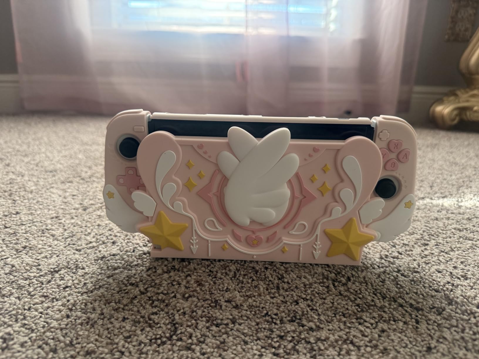 GeekShare Soft Silicone Faceplate Cover for Switch/OLED Charging Dock, Anti-Scratch Dock Cover- Star Wings Series (Pink) customer photo 1