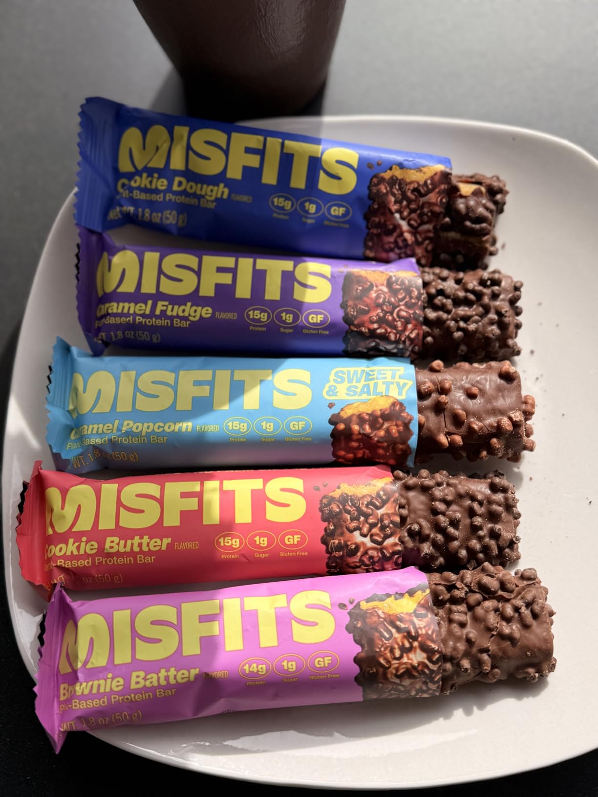 Misfits Protein Bar Variety Pack | Nutrition Bars - 14-15g Protein, 1g Sugar, Plant-based, Low Carb, Non-GMO, Gluten Free Snacks | Pack of 12 customer photo 1