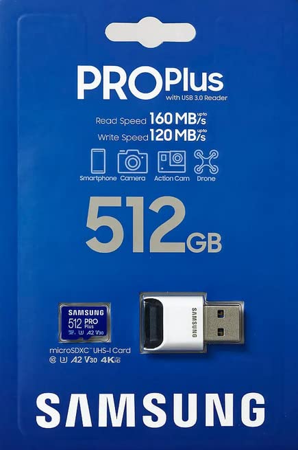 Samsung PRO Plus microSD Memory Card + Reader, 256GB MicroSDXC, Up to 180 MB/s, Full HD & 4K UHD, UHS-I, C10, U3, V30, A2 for Android Phones, Tablets, GoPRO, DJI Drone, MB-MD256SB/AM, 2023 customer photo 1