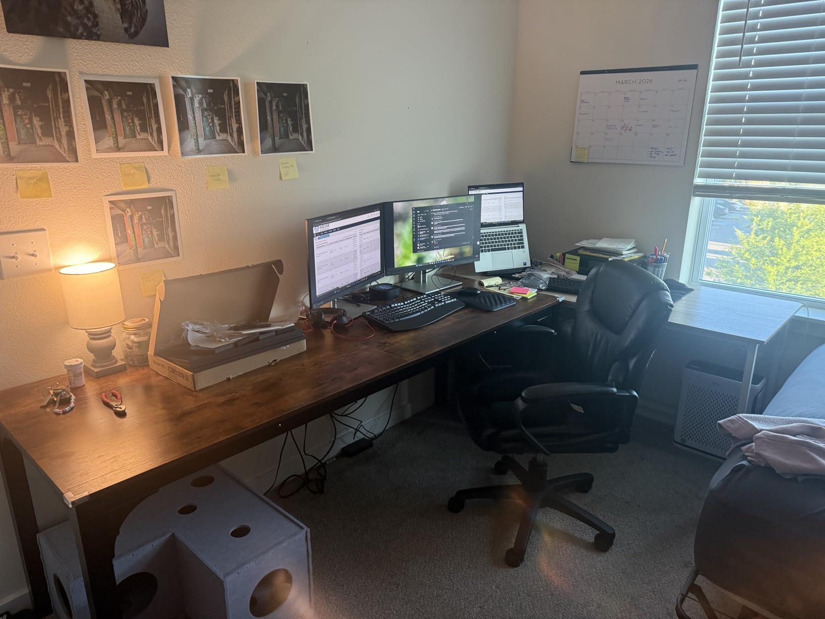 Tribesigns 78.7 Inches Extra Long Computer Desk 2 Person Desk, Double Long Desk, Workstaion for Home Office, Brown+Black customer photo 1