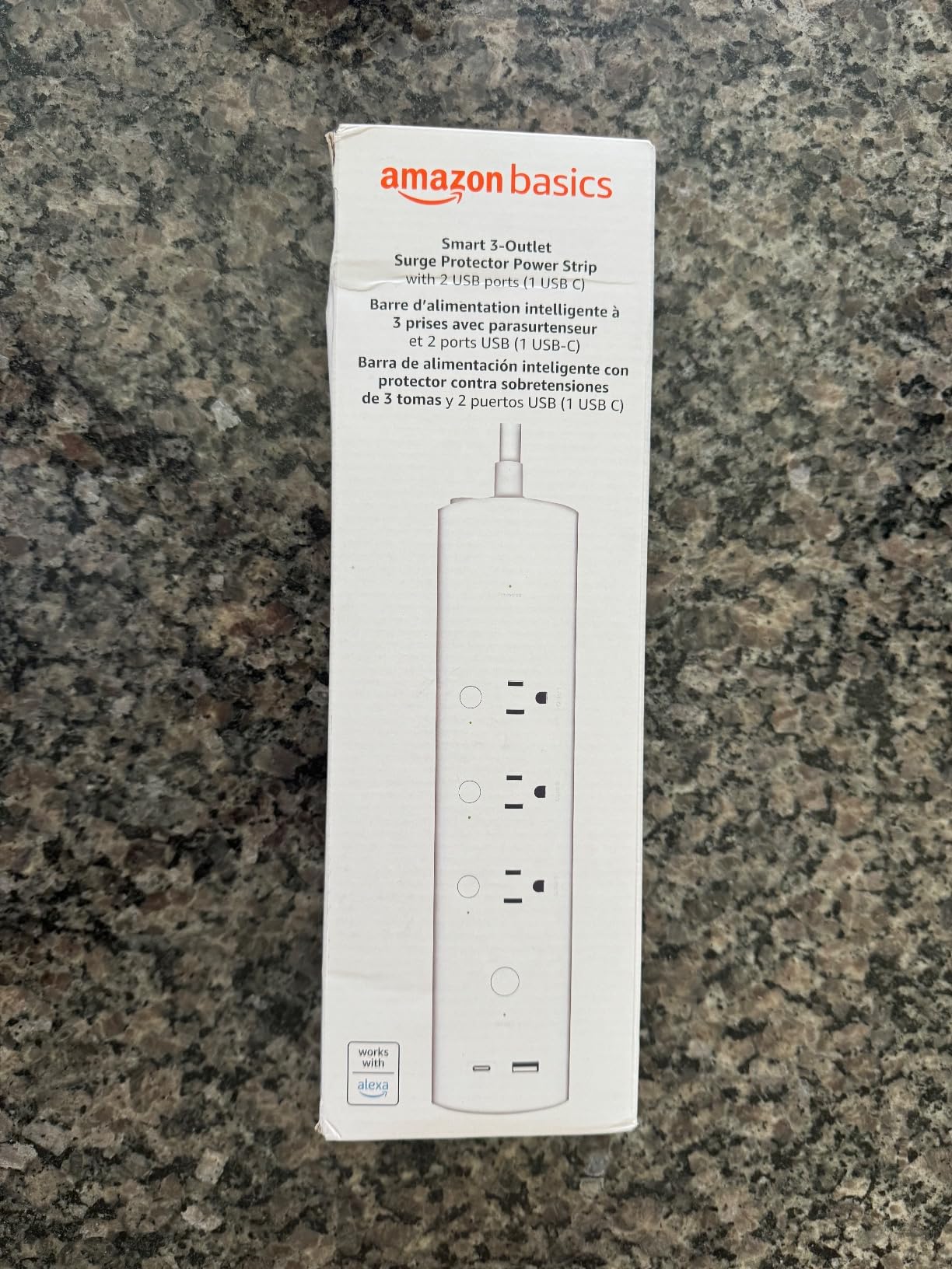 Amazon Basics Smart Plug Power Strip with 6 Individually Controlled Outlets and 3 USB Ports (2 USB-A and 1 USB-C), WiFi, Works with Alexa Only, 2.4 GHz, No Hub Required, White customer photo 2