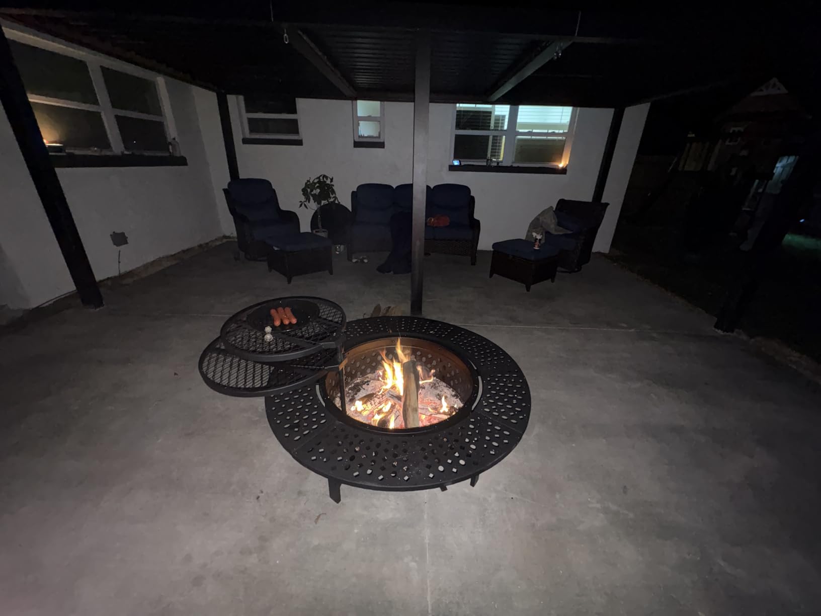 36 Inch Fire Pit with 2 Grills, Wood Burning Fire Pits for Outside with Lid, Poker and Round Waterproof Cover, BBQ & Outdoor Firepit & Round Metal Table 3 in 1 for Patio, Picnic, Party customer photo 2