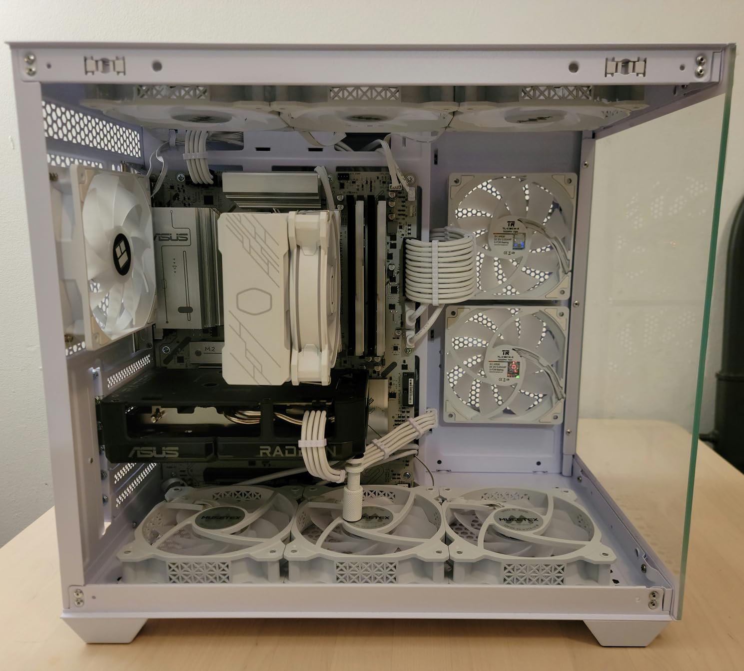 MUSETEX ATX PC Case, 6 PWM ARGB Fans Pre-Installed, 360MM RAD Support, Type-C Gaming PC Case, 270° Full View Tempered Glass Mid Tower, Pure White ATX Computer Case,Y6 customer photo 1