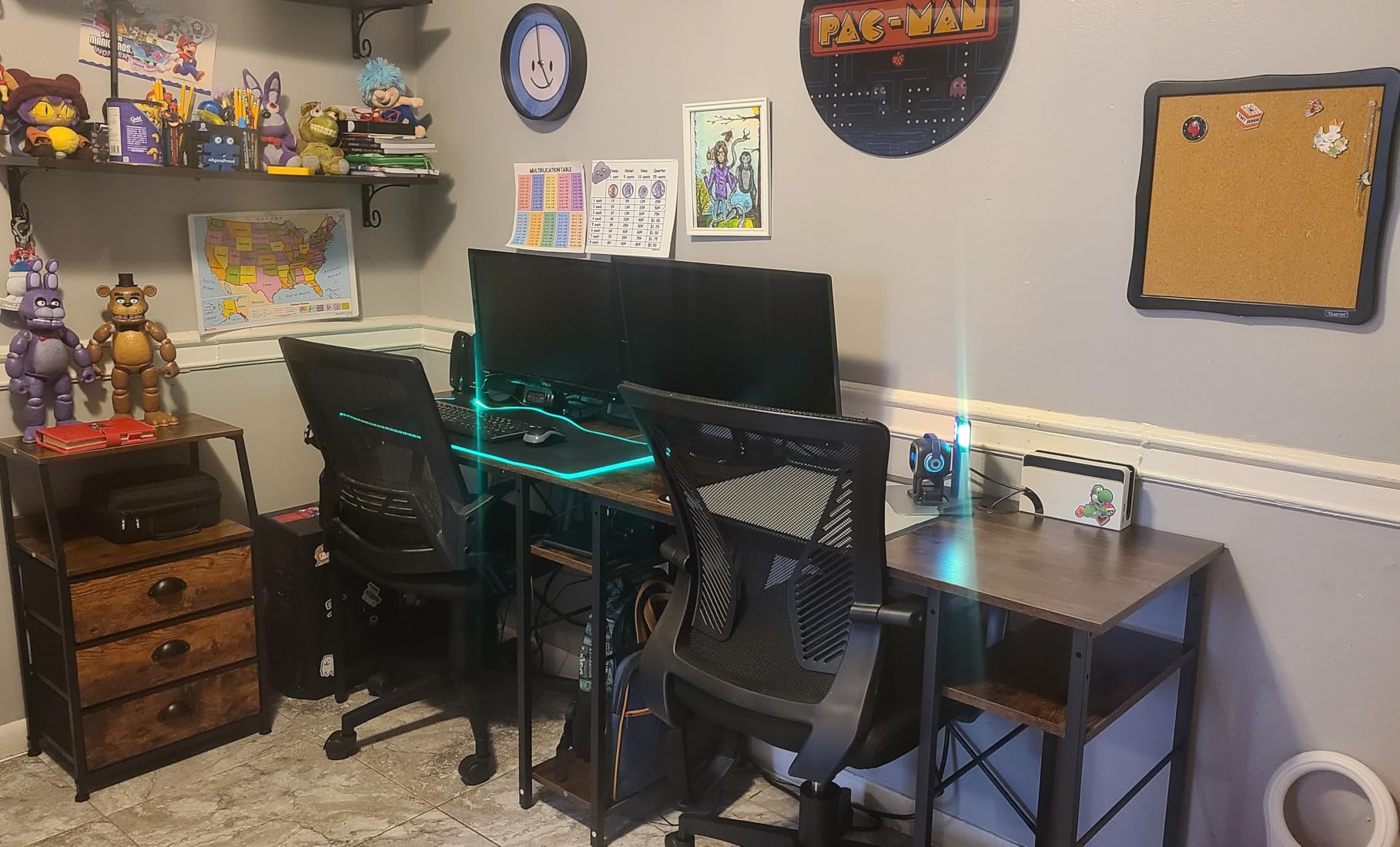 Bestier L Shaped Desk, 95.2 Inch Reversible Corner Computer Desk with Shelves, 2 Person Long Table for Home Office, Large Writing Storage Workstation with 3 Cable Holes, Rustic Brown customer photo 2