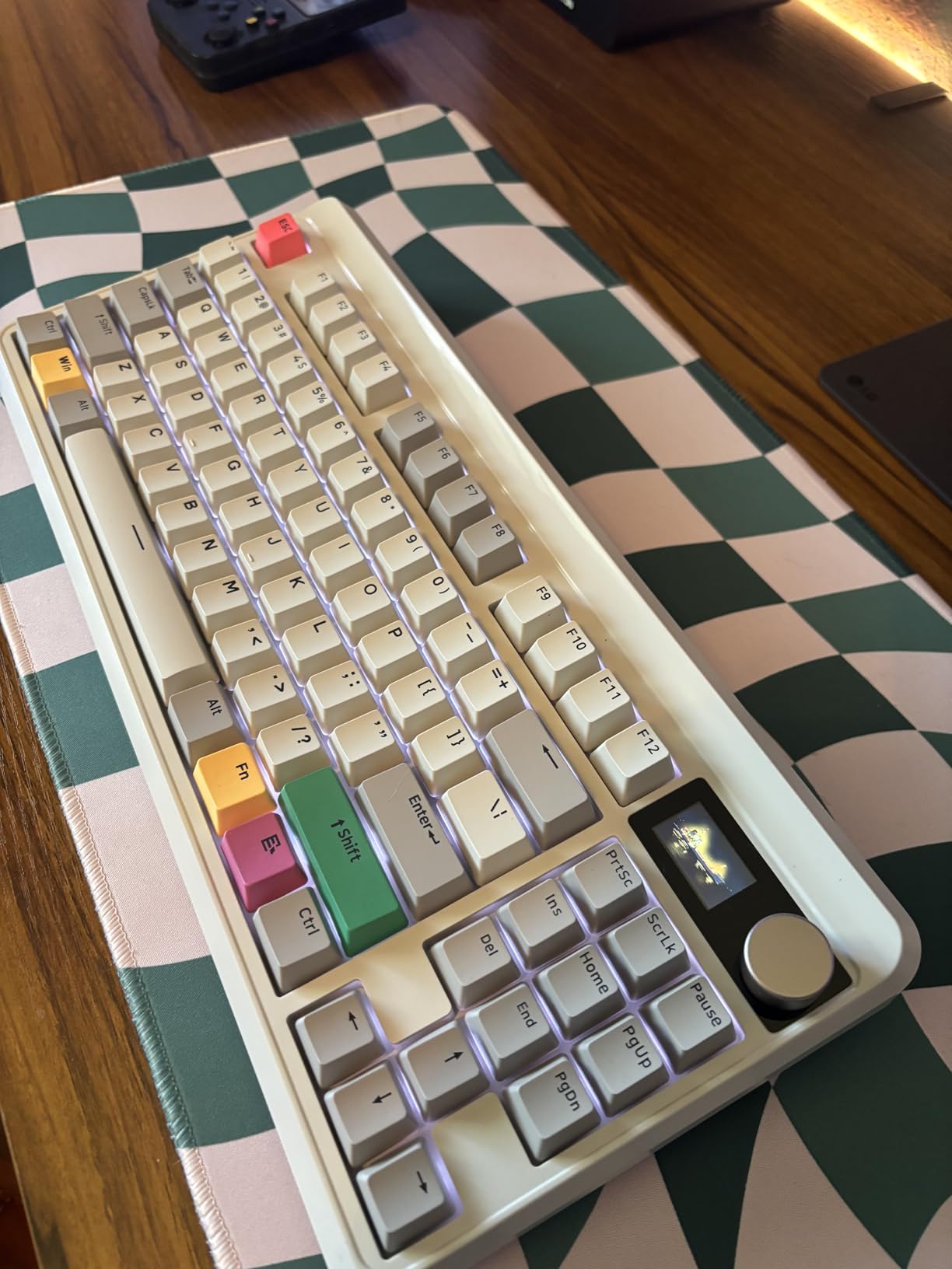 Womier Retro 75% Gaming Keyboard with OLED Display&Knob, M87 Pro Bluetooth 5.1/2.4GHz /USB-C Wireless Mechanical Keyboard with Hot-Swappable Custom Switch, Compact Gamer RGB Keyboard-Grey customer photo 1