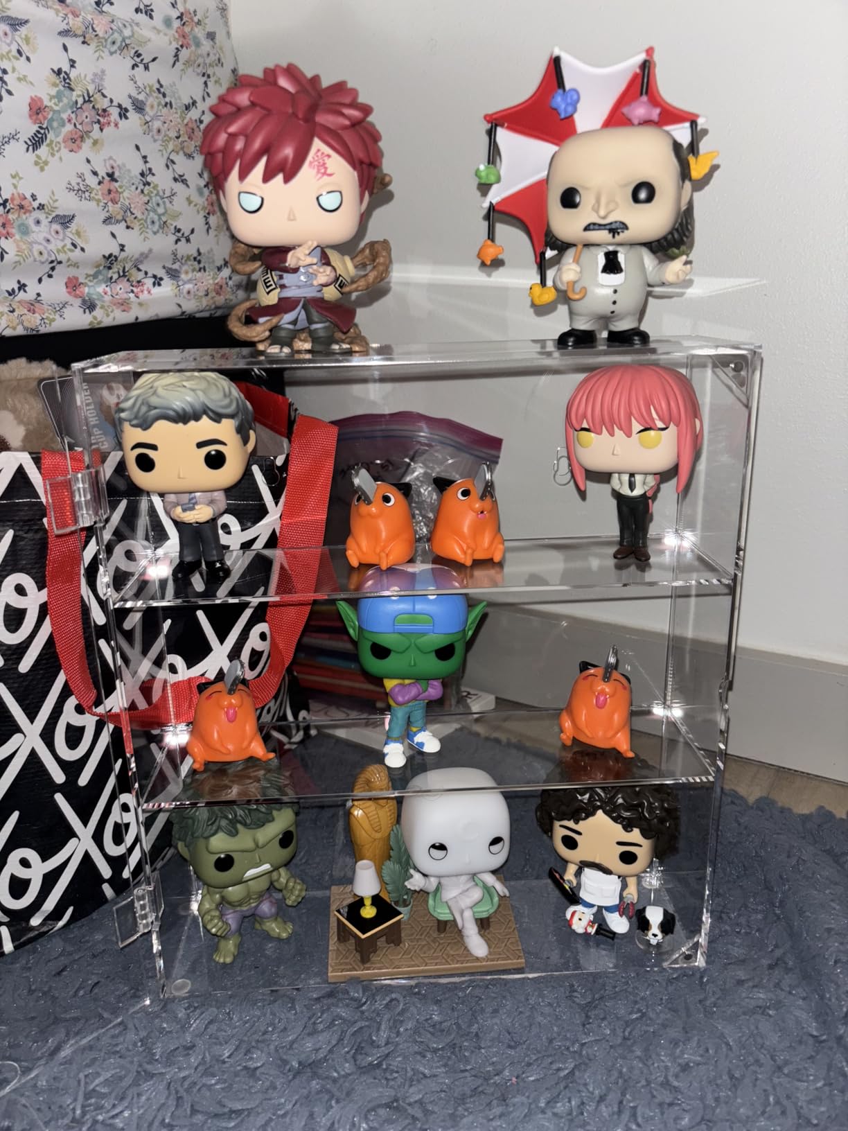 NIUBEE Acrylic Display Case, Clear Display Case for Funko Pop Figures, Wall Mounted or Desktop Dustproof Display Cabinet Box for Collectibles,Rock,Crystals,Mini Toys,Amiibo (2 Tiers) customer photo 2