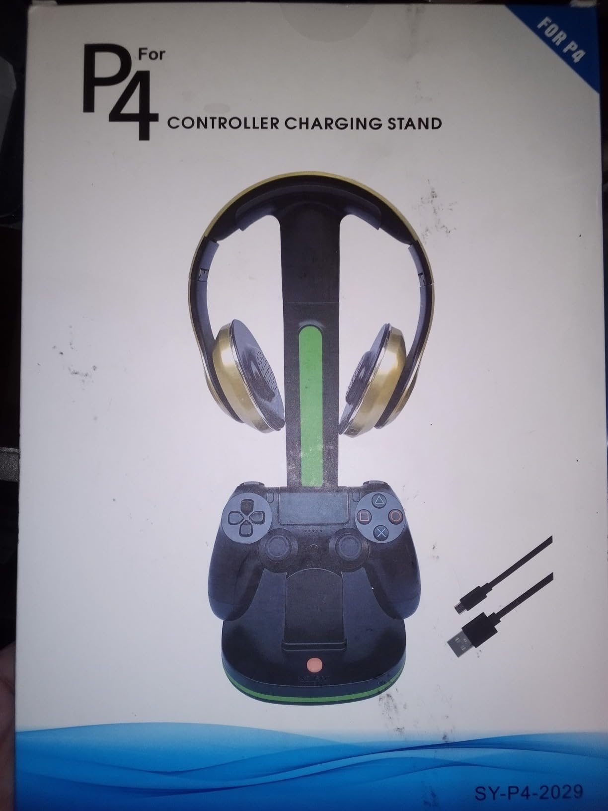 PS4 Controller Charger with RGB Headphone Stand, JDGPOKOO PS4 Controller Charger Dock Station with 2 USB Charging Ports, Headset Stand for PlayStation 4 Charging Station, Black customer photo 2