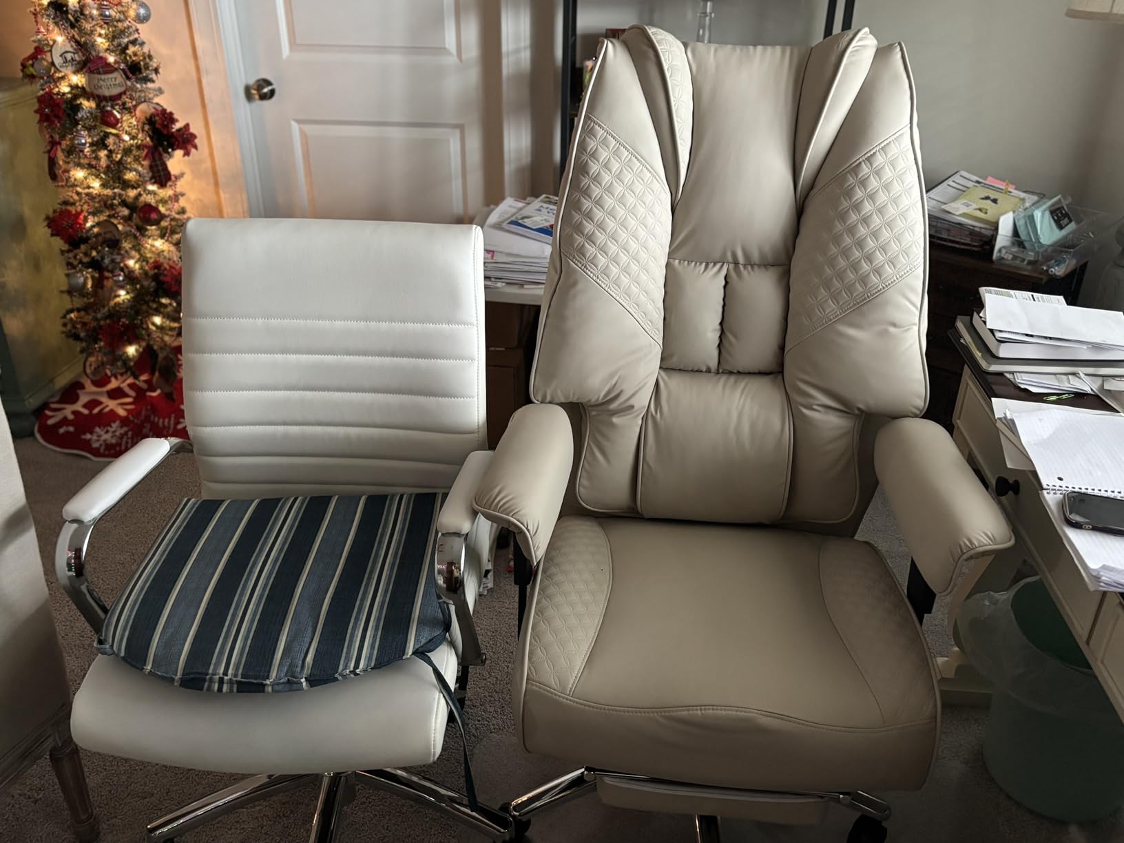 Big and Tall Office Chair 400lbs Wide Seat, Leather High Back Executive Office Chair with Foot Rest, Ergonomic Chairs Lumbar Support for Lower Back Pain Relief (Black) customer photo 1