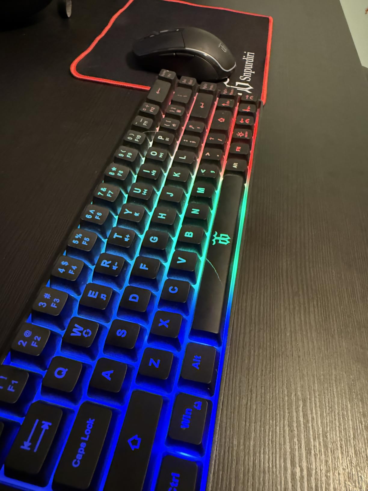 Snpurdiri 60% Wireless Gaming Keyboard and Mouse Combo,Ice Blue Backlit Rechargeable 2000mAh Battery,Mini Mechanical Feel Anti-ghosting Keyboard + Popular RGB Mice for Gaming, Office(White-Black) customer photo 1