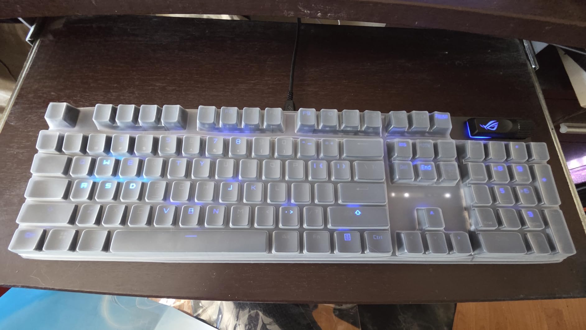 Silicone Keyboard Skin Cover Compatible for Razer Huntsman V2 Optical Gaming Keyboard & Razer BlackWidow V3 Mechanical Gaming Keyboard & Corsair Wired K60 RGB Pro Mechanical Gaming Keyboard - Clear customer photo 1