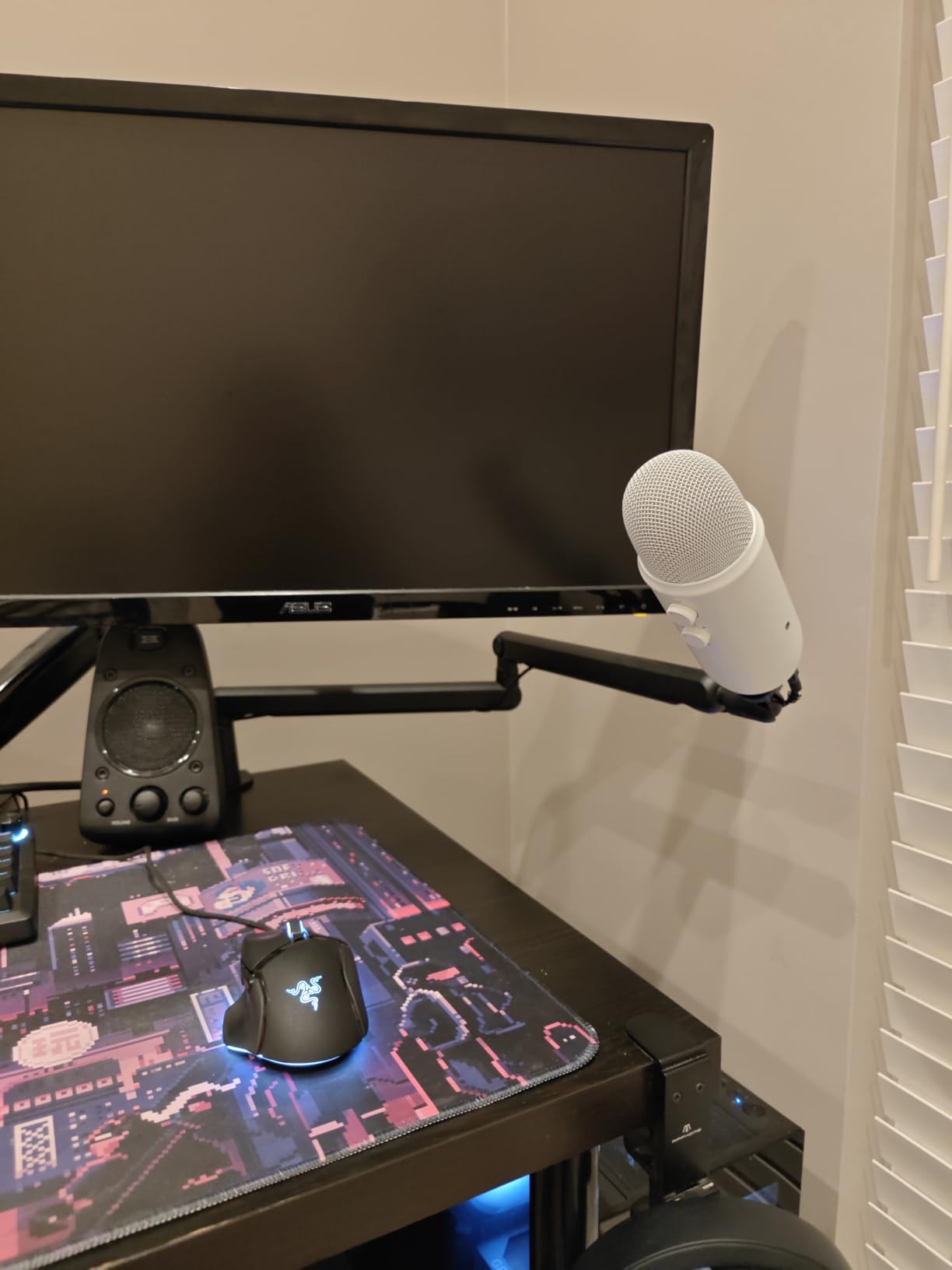 FIFINE Boom Arm Mic Stand, Low Profile Microphone Arm Stand, Podcast Mic Boom Arm with Desk Mount, Cable Channels Management, Metal Boom Arm White for Recording/Streaming/Gaming/Home Office-BM88W customer photo 1