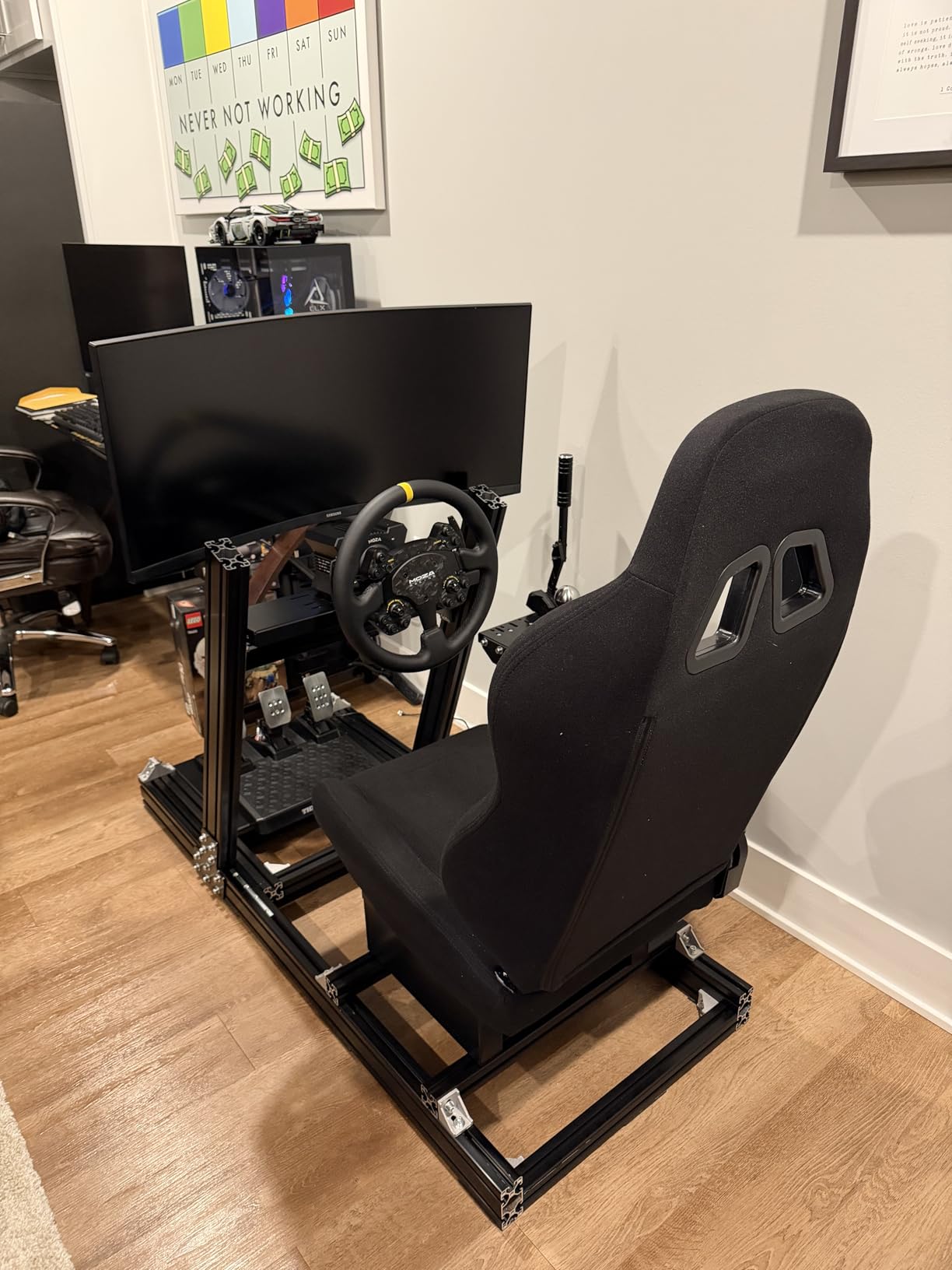 Marada Aluminum Profile Racing Simulator Cockpit with Seat, Unlimited Adjustment, Fit for Thrustmaster, for Fanatec, for Logitech G29 GPro, Sim Frame 8040, Not Include Steering Wheel Pedals Handbrake customer photo 1
