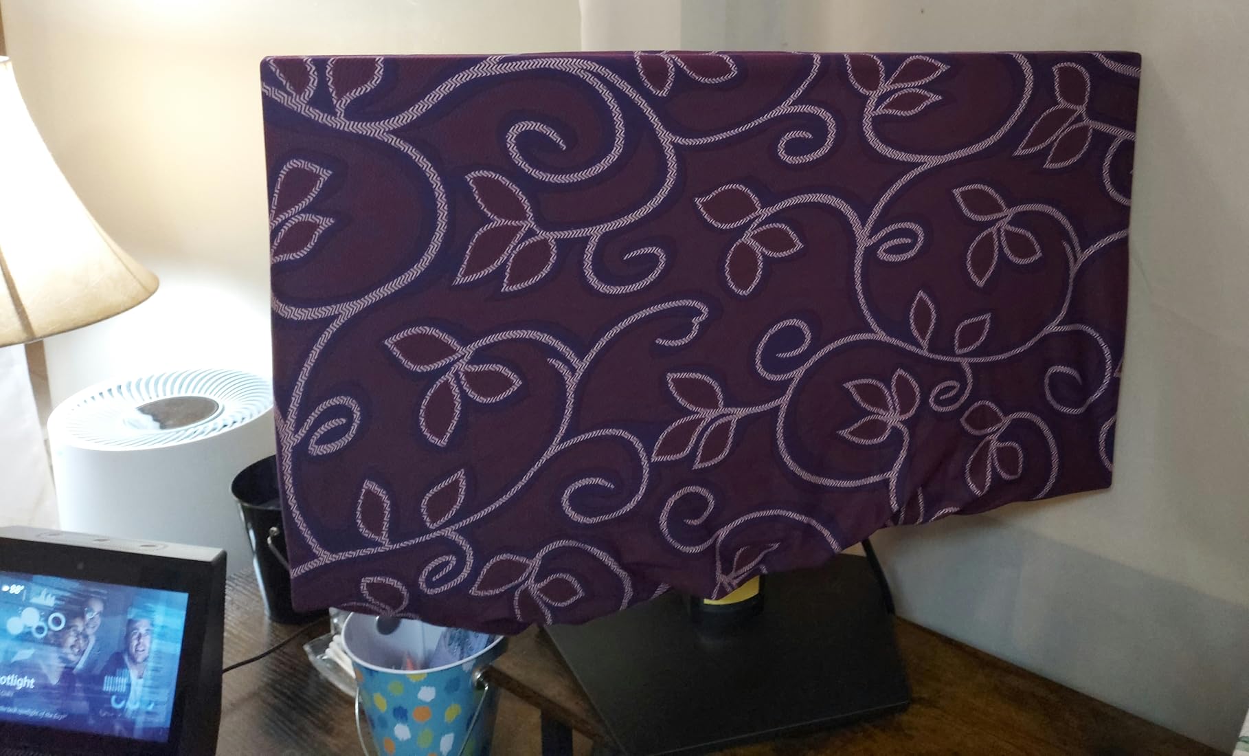 Monitor Dust Cover 22, 23, 24,25 inch Anti-Static Dustproof Protective Cover for LCD/LED/HD Panel Case Computer Sleeve Compatible with 22-25 inch PC, Desktop and TV (Lotus Leaf,22-25inch) customer photo 2
