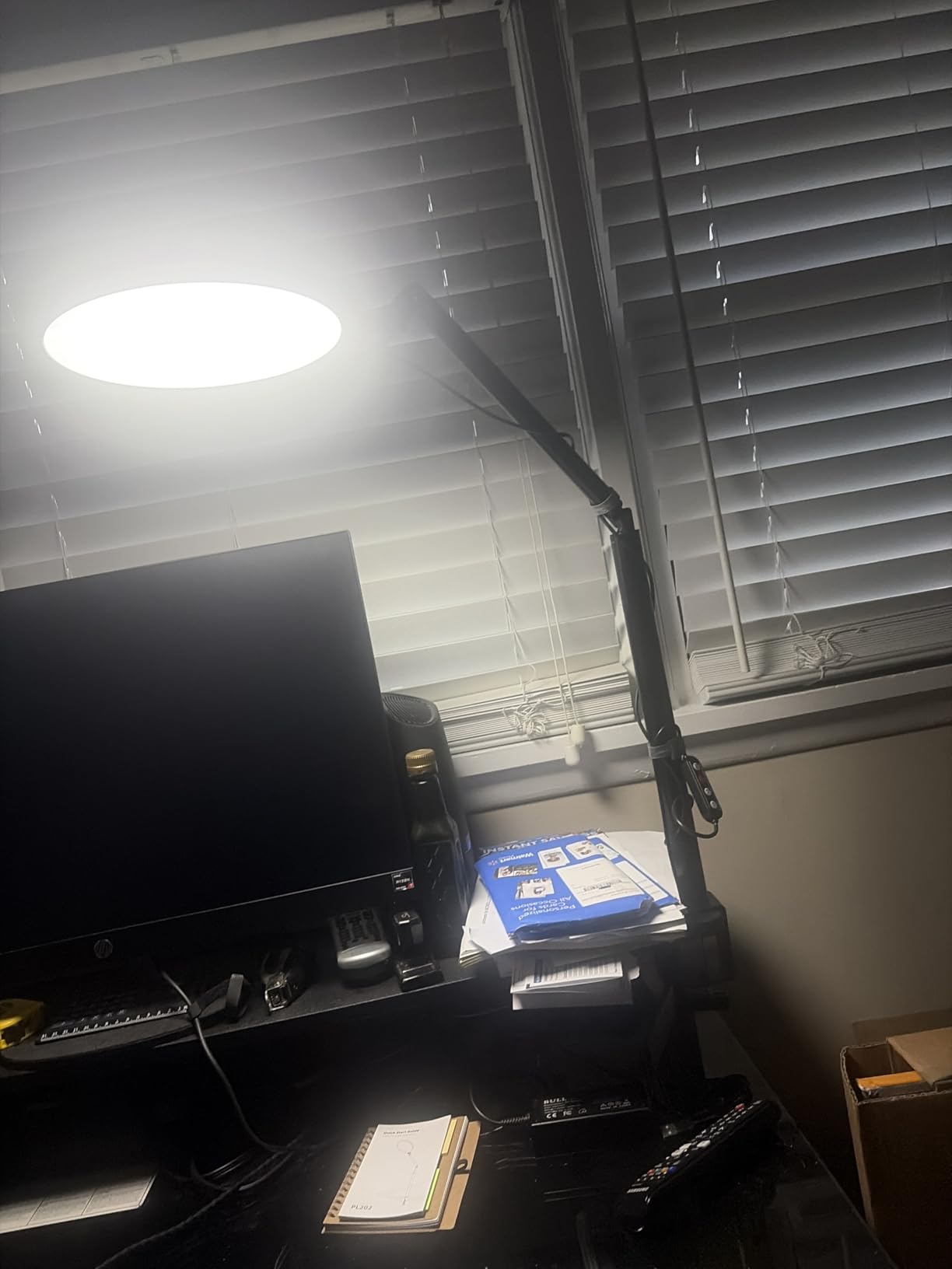 Weilisi 10.2'' Desk Ring Light with Stand, 360° Rotate Desk Lamps for Home Office with C-Clamp, Flexible Height Desk Light, Adjust Arm Ring Light for Desk, Podcast, Gaming, Recording, Zoom Lighting customer photo 1