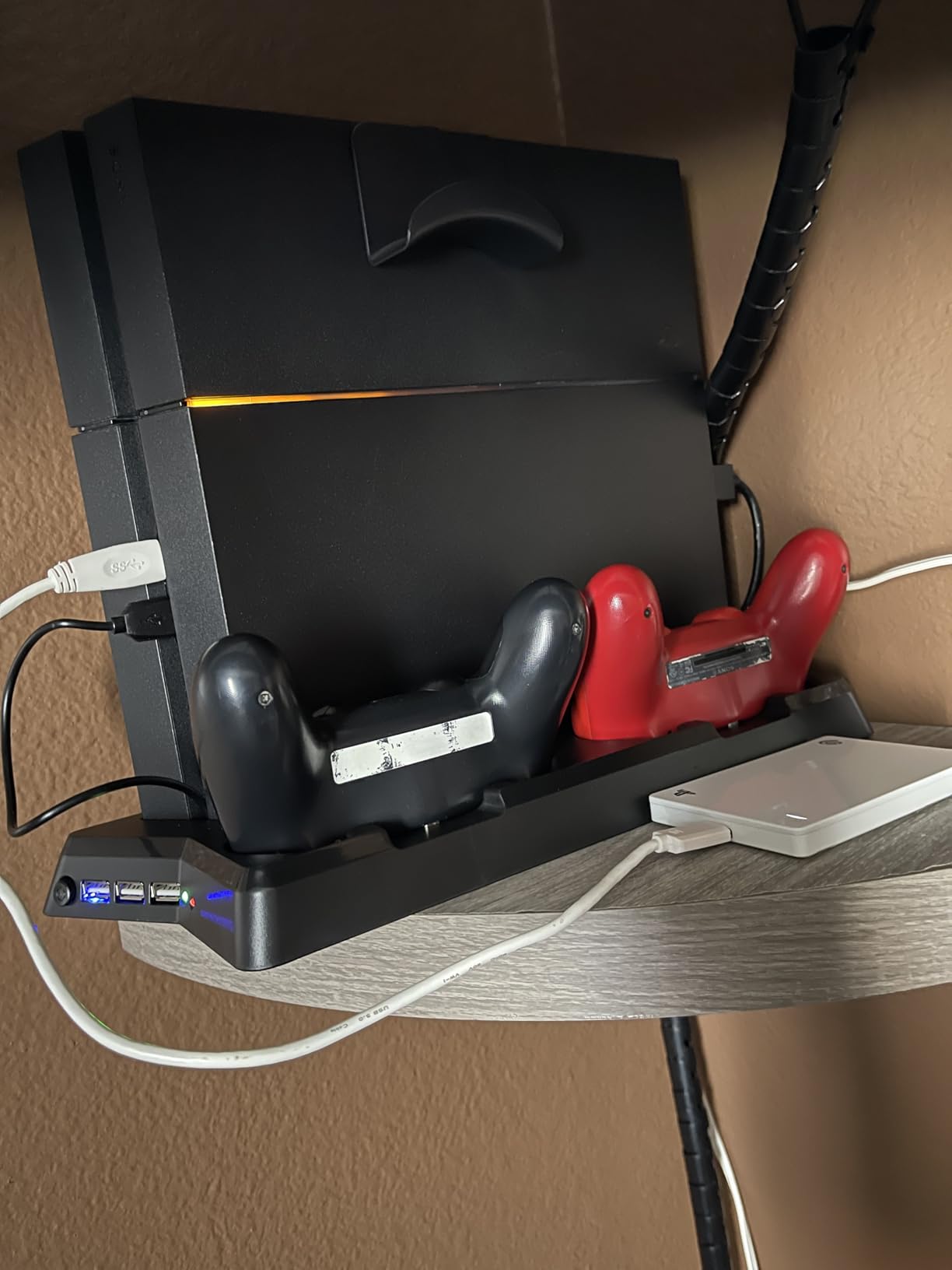 Controller Charger Station for PlayStation4/PS4Slim,Vertical Stand with Dual Controller Charging Dock Station,Dual Cooling Fan and 3 USB Ports(Only for PlayStation4+PS4Slim) customer photo 1