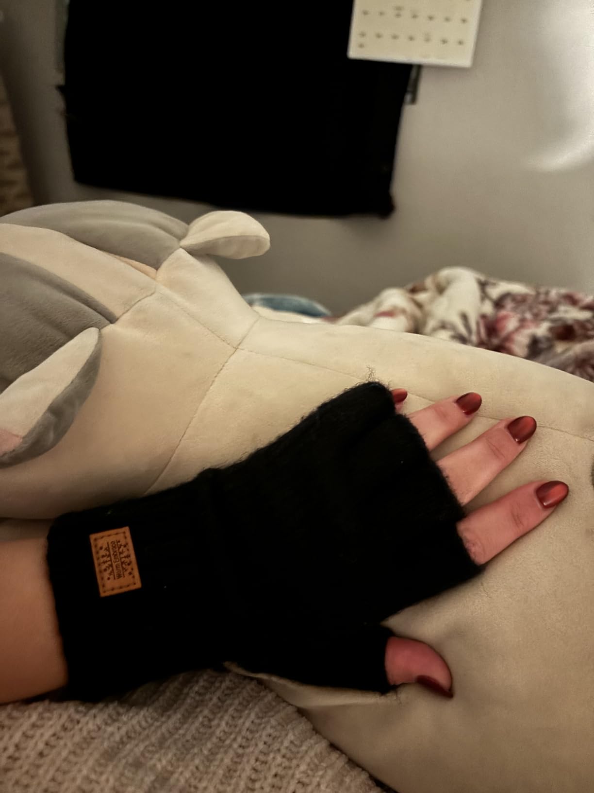 Fingerless Gloves for Women Men, Winter Warm Alpaca Wool Stretch Knit Adult Half Finger Glove for Typing, Driving customer photo 2