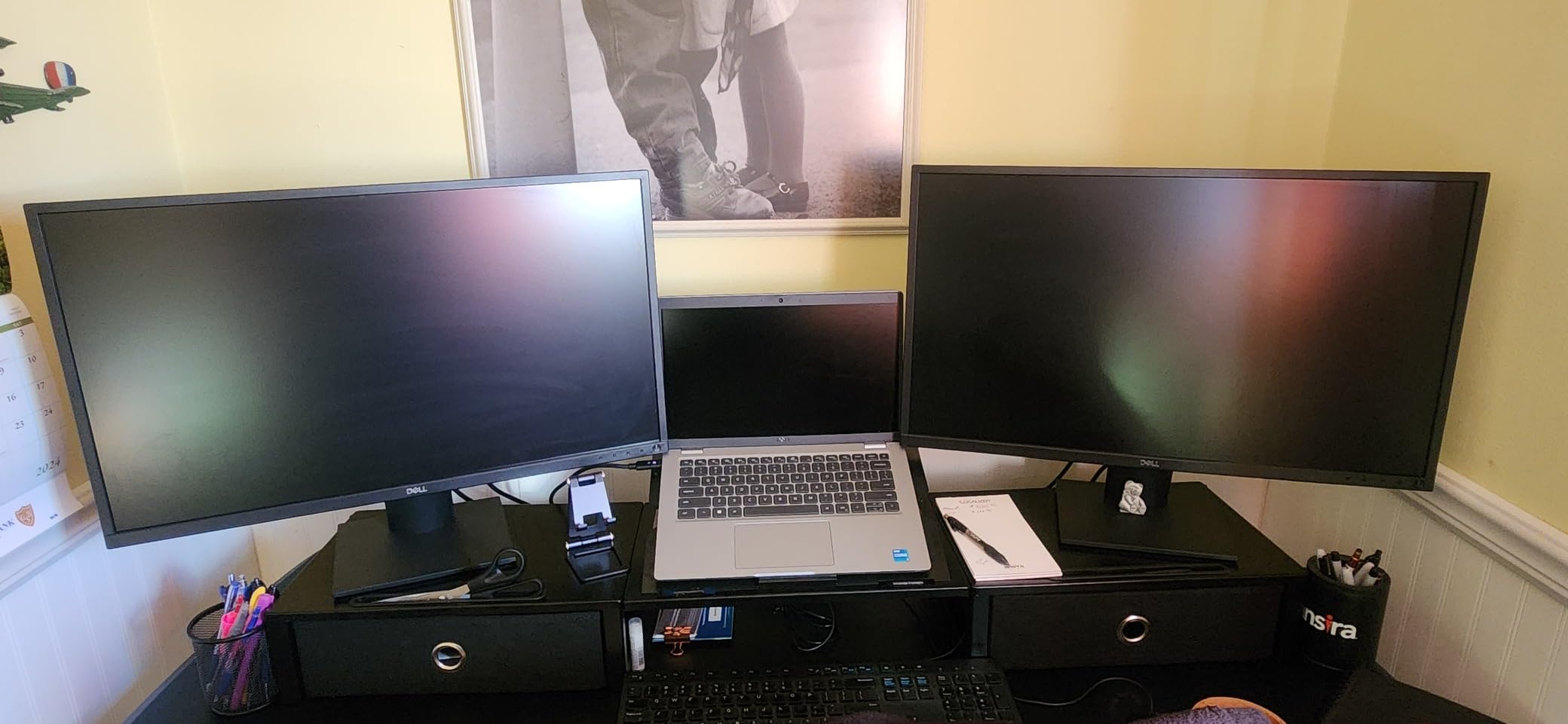 WESTREE Monitor Stand Riser with Adjustable Laptop Stand Riser, Steel Frame Dual Monitor Stand with Two Drawers for 2 Monitors, Desktop Oraganizer Stand for Computer,Laptop,Screen customer photo 2
