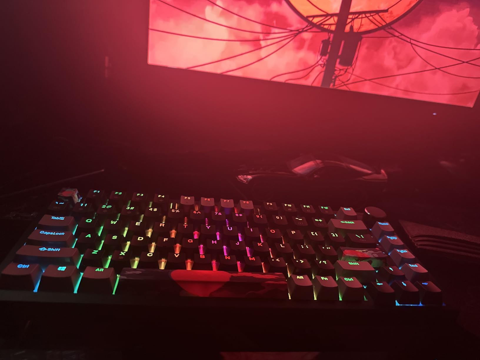 Fogruaden Wired 75% Percent Hot Swappable Mechanical Keyboard, Red Switch, TKL Mechanical Keyboard, Gasket Mount, RGB Backlit Compact Gaming Keyboard with Volume Knob(RedSamurai) customer photo 1