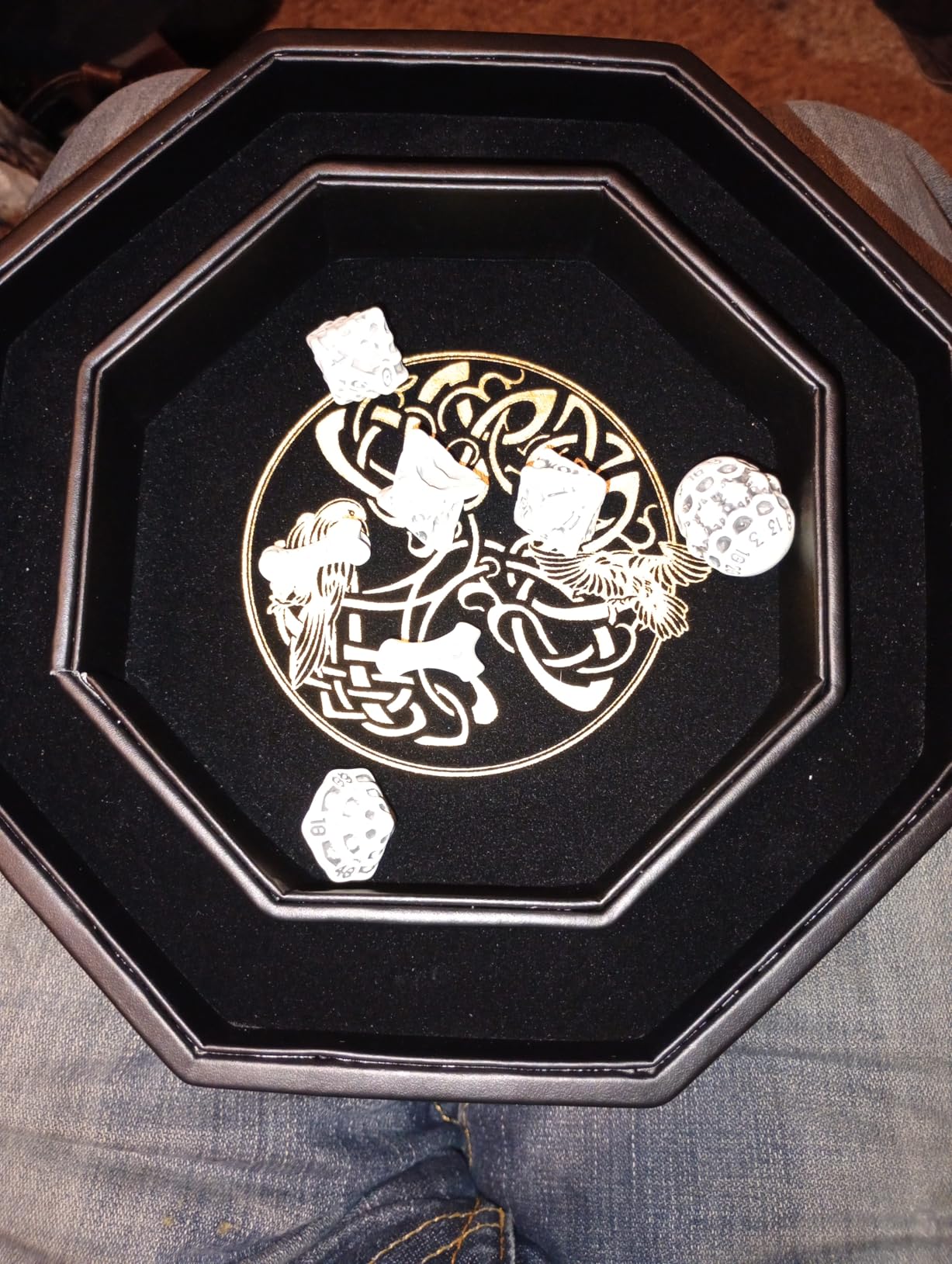 DND Dice Tray - Premium 9 Inch Tray for Dungeons and Dragons: Exquisitely Detailed Dark Blue World Tree & Wolf Raven Design - Perfect Rolling & Box Storage to Protect Your Dice for D&D and RPG customer photo 1