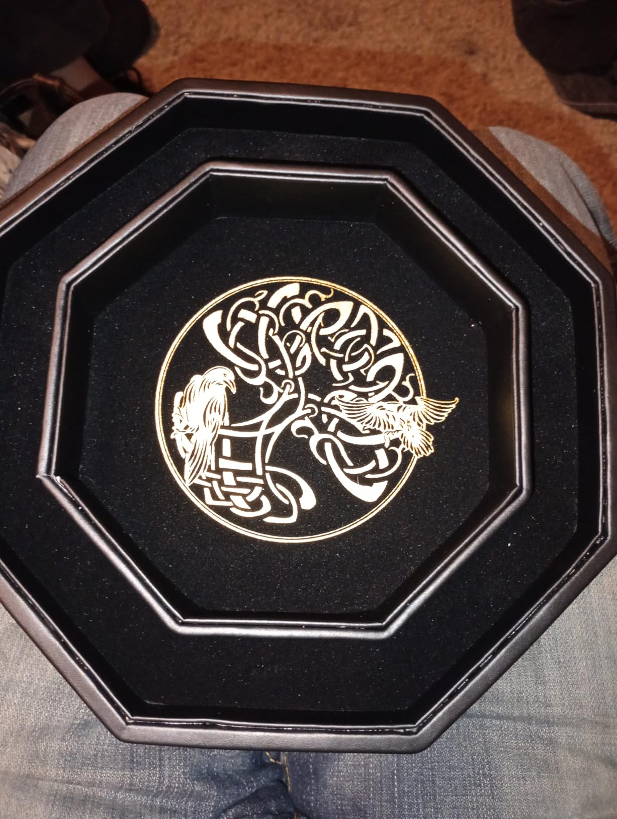 DND Dice Tray - Premium 9 Inch Tray for Dungeons and Dragons: Exquisitely Detailed Dark Blue World Tree & Wolf Raven Design - Perfect Rolling & Box Storage to Protect Your Dice for D&D and RPG customer photo 2