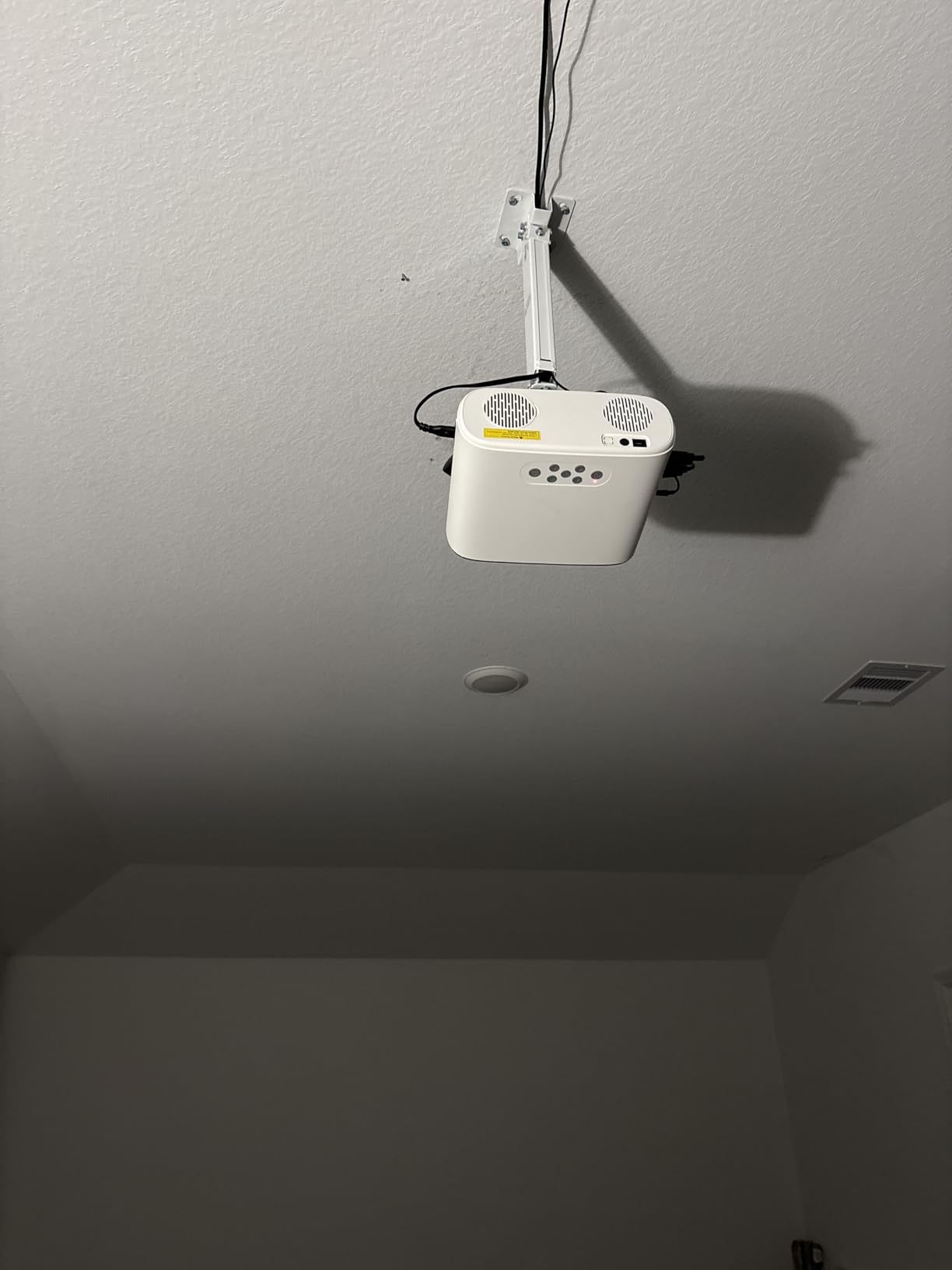 WALI Projector Ceiling Mount Tray,Projector Wall Mount Holds up to 22lbs, Height Adjustable Universal Projectors Mount, No Hole Installation, Hidden Cable Routing, Black(PM-005-B) customer photo 2