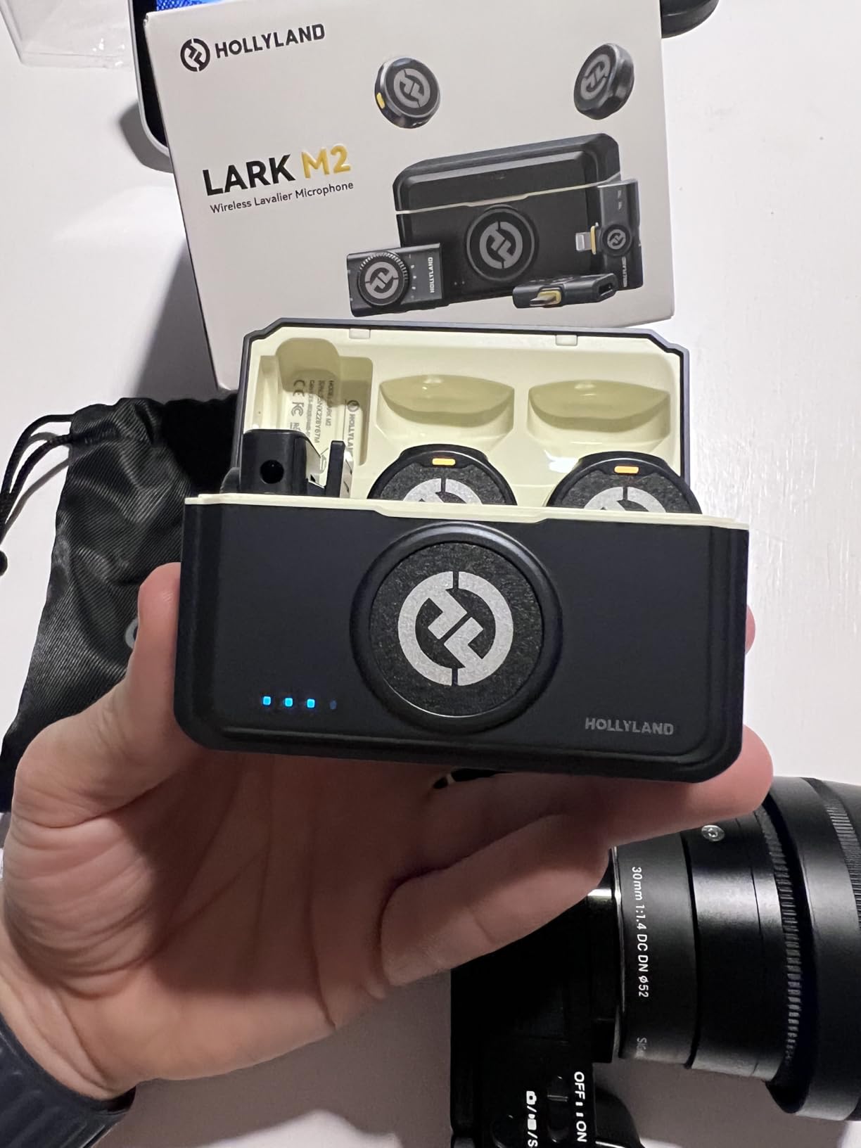 Hollyland Lark M2 Wireless Microphone for iPhone/Camera/Android/PC, 48kHz/24-bit High Fidelity Audio, 300m Range, Noise Cancelling, 40h Use, YouTube, Vlog, Streaming (2TX + 3RX + Charging Case) customer photo 2