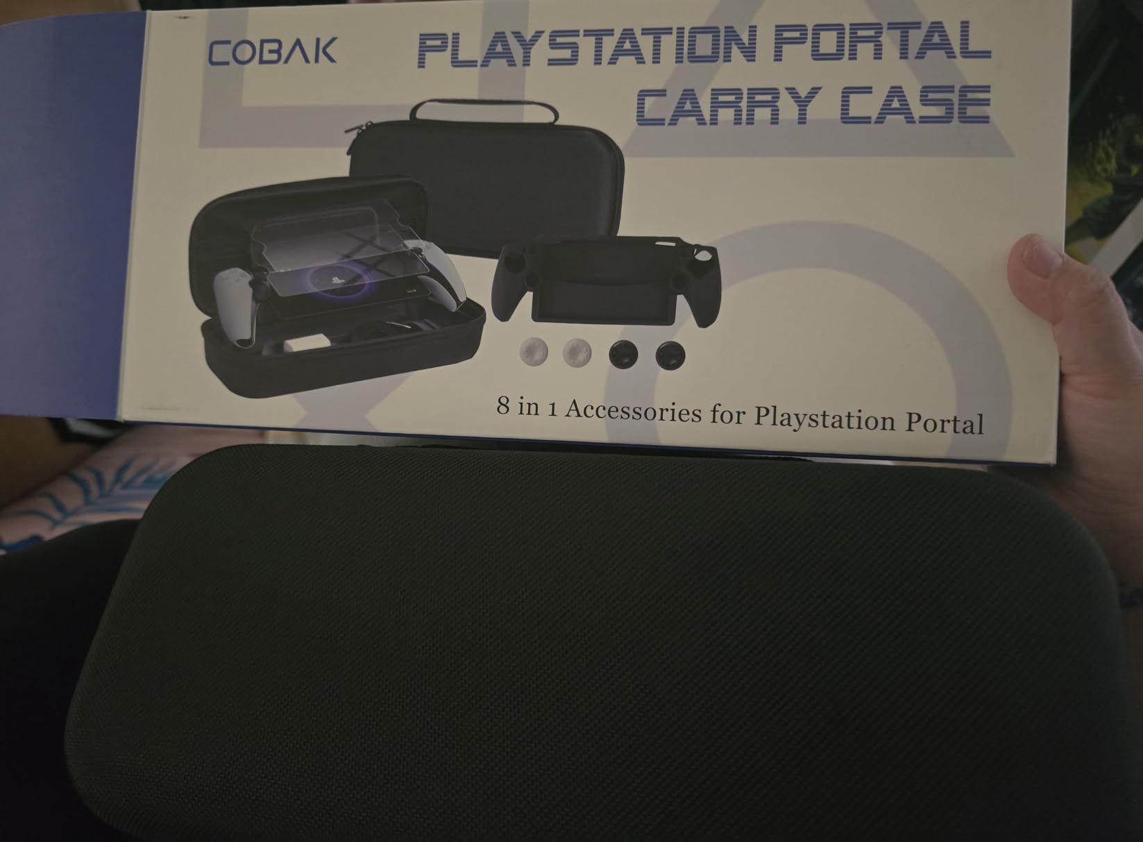 CoBak Hard Carrying Shell Case for PlayStation Portal Remote Player - with 2 Screen Protector, 1 Grip Case, 4 Thumb Grip Caps, Hard Outer Cover for PS5 Portal, Black customer photo 1
