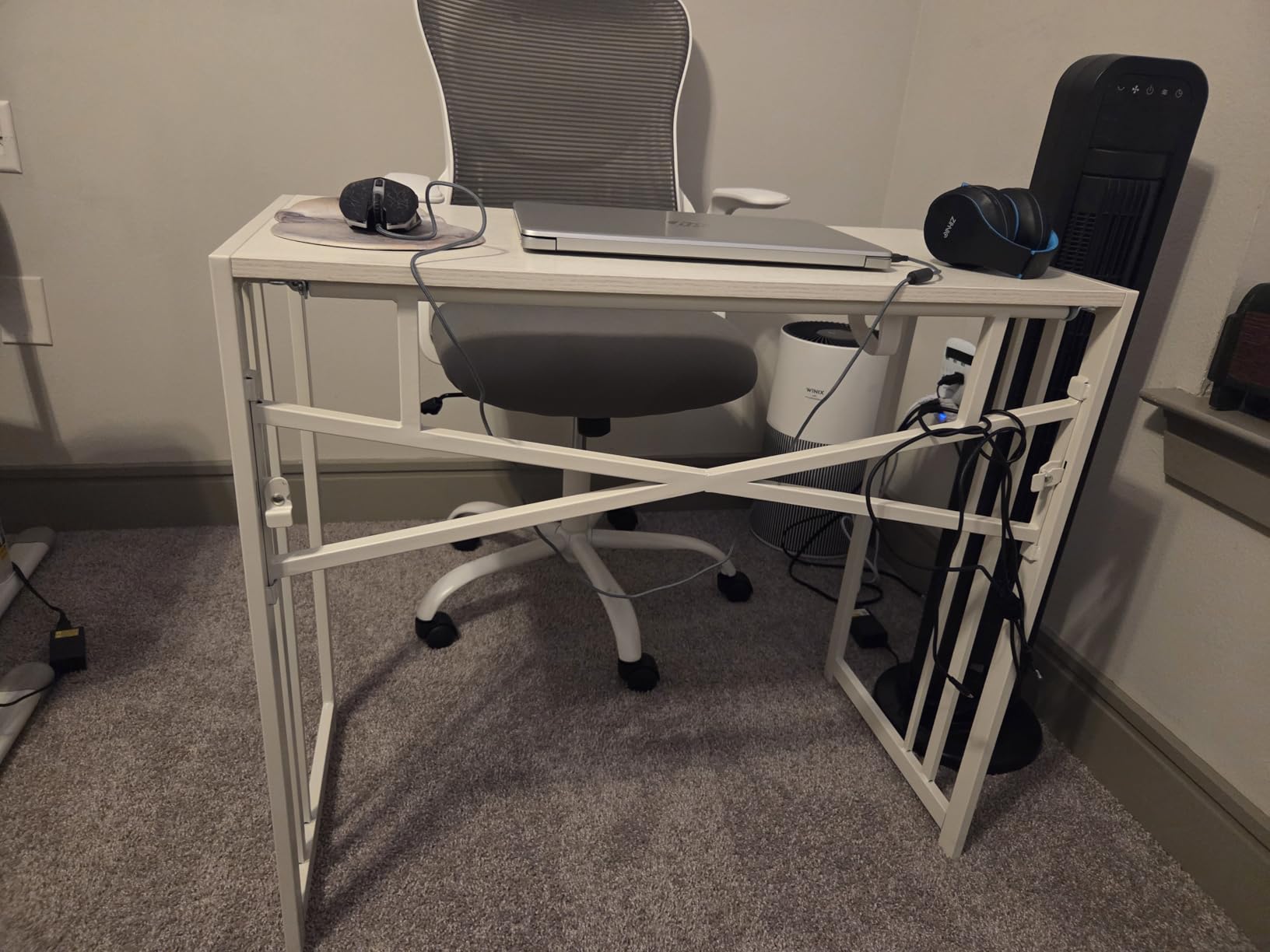 Lutown Teen Folding Computer Desk - 32 inch, Writing & Gaming, Small Space Office Desk, Black, No Assembly Required customer photo 2