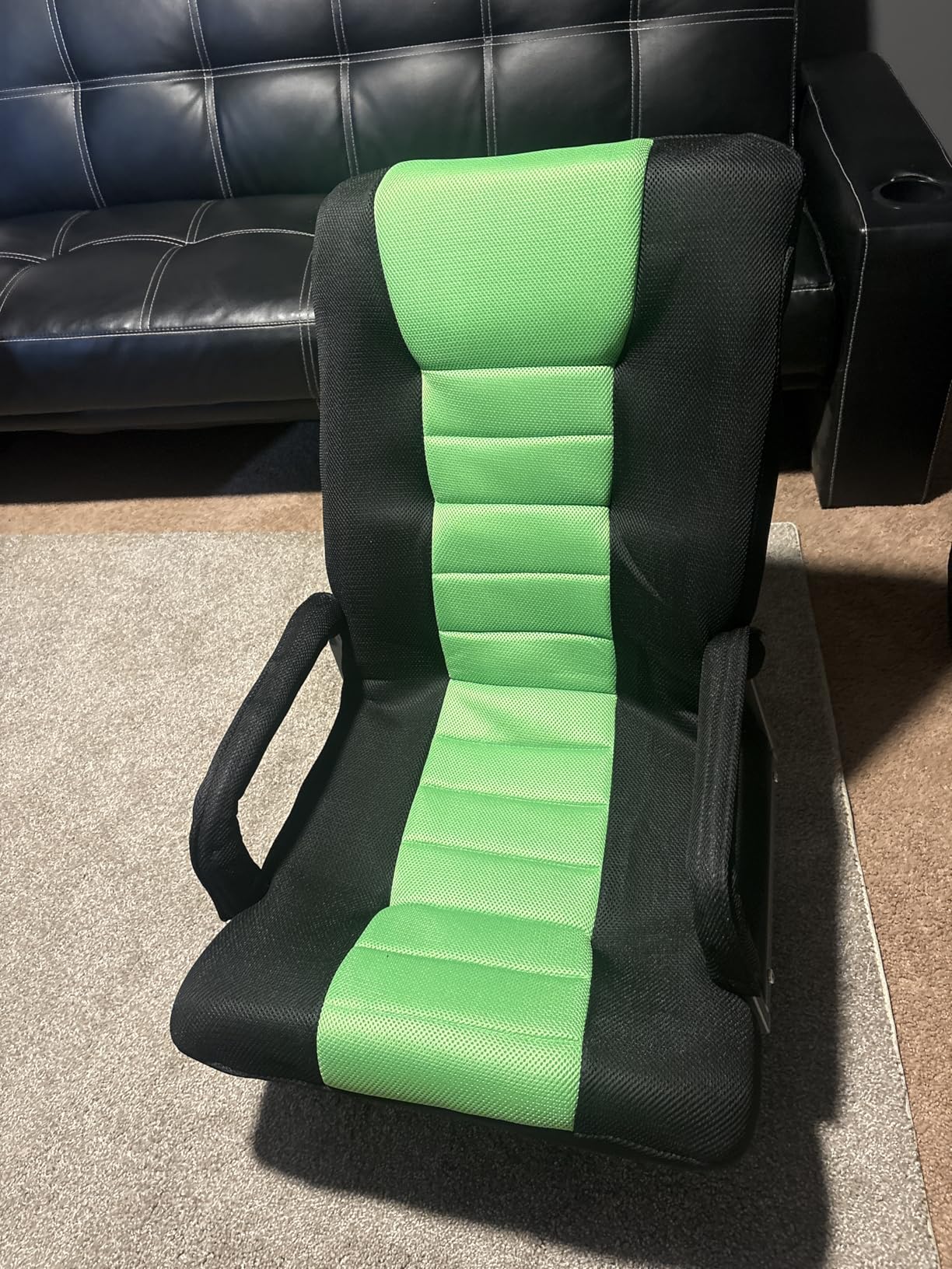 Swivel Floor Gaming Chair w/Armrests, Folding Video Reclining Sofa w/6 Adjustable Position, Padded Backrest & Cushion, Lazy Lounger Couch for E-Sports, Reading, Relaxing, Watching TV, Black customer photo 1