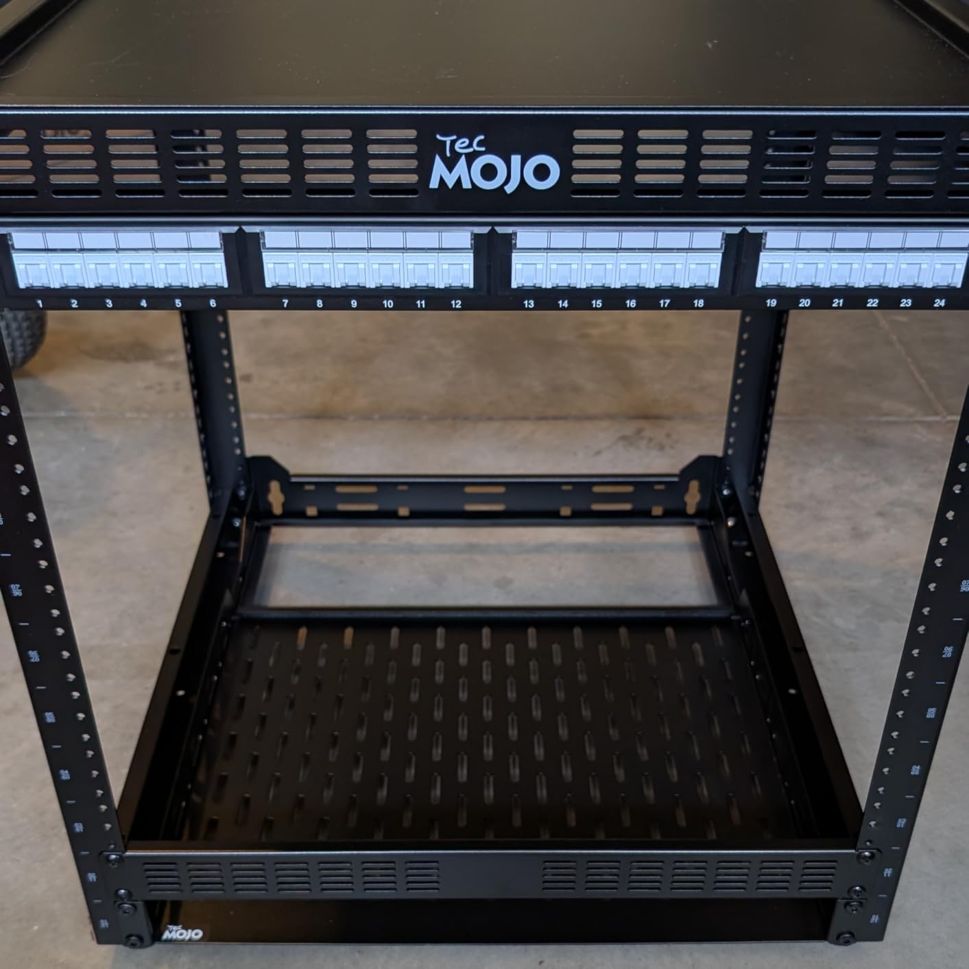 Tecmojo 12U Open Frame Network Rack for IT & AV Gear, AV Rack Floor Standing or Wall Mounted,with 2 PCS 1U Rack Shelves & Mounting Hardware,Network Rack for 19