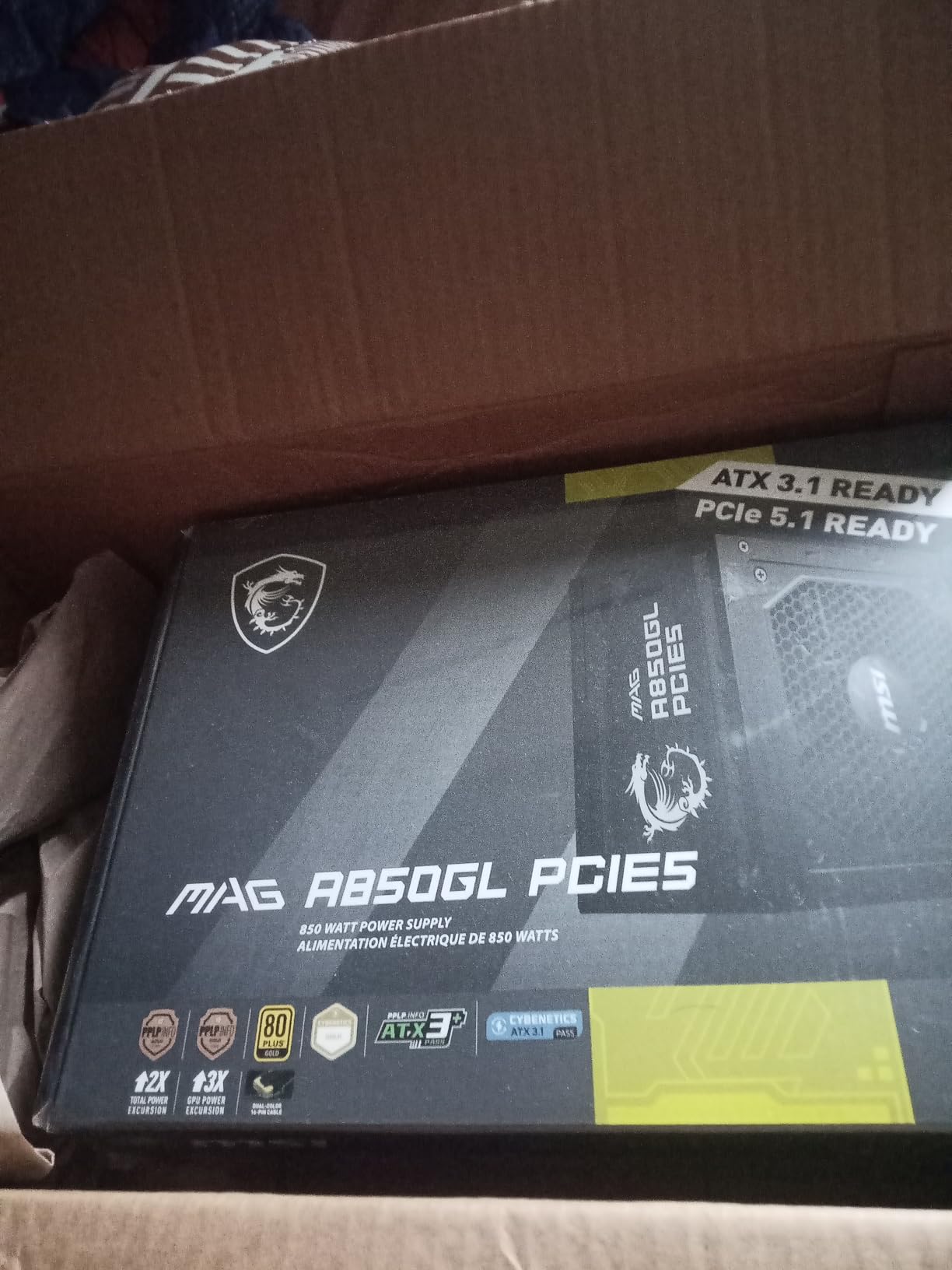 MSI MAG A1000GL PCIE5, Fully Modular Compact Gaming 1000W Power Supply, 80+ Gold, ATX 3.1 & PCIe 5.1 Ready, Native Dual-Color 12V-2x6 Cable, 10 Year Warranty customer photo 1