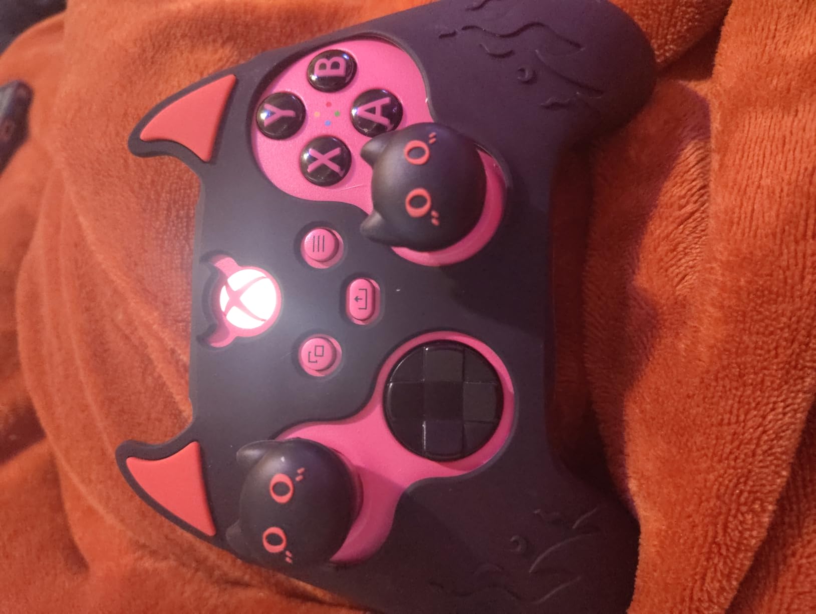 PlayVital Halloween Cute Demon Silicone Cover for Xbox Series X/S Controller, Kawaii Anti-Slip Controller Skin Grip Protector for Xbox Core Wireless Controller with Thumb Grip Caps - Purple customer photo 2