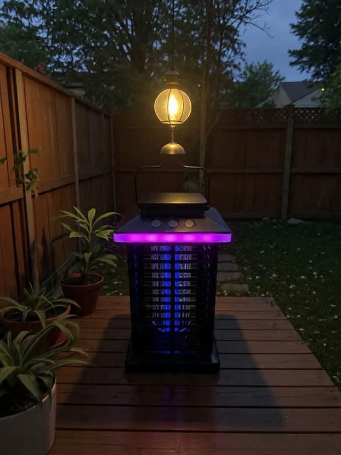 Bug Zapper Outdoor, Mosquito Zapper 2 in 1 Portable & Rechargeable Bug Zapper Outdoor with 5000mAh Battery & LED Night Light, 4000V Electric Fly Zapper for Outside,Patio,Backyard,Garden customer photo 2