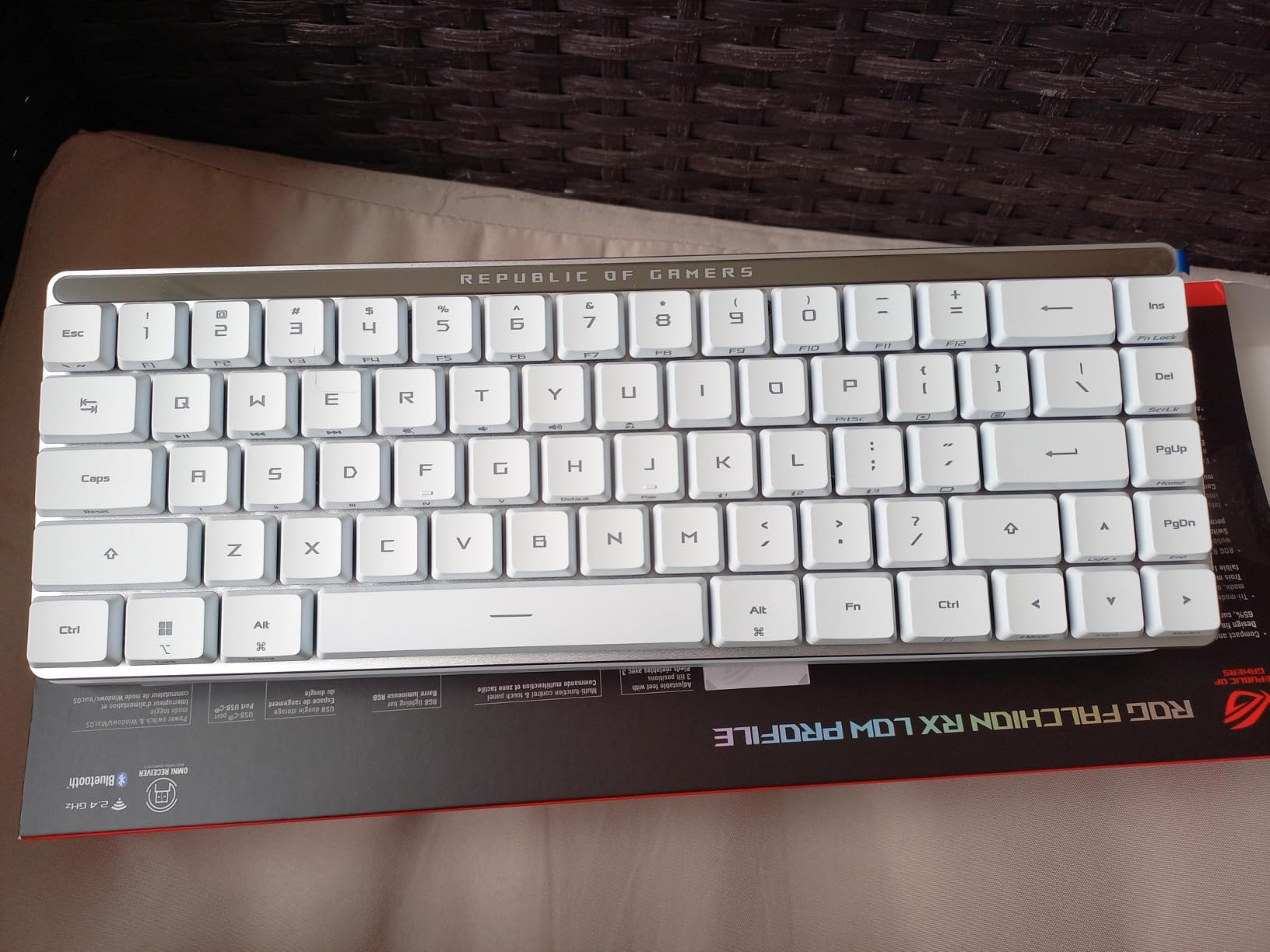ASUS ROG Falchion RX Low Profile Wireless Gaming Keyboard - 65% Compact TKL, Tri-Mode Connectivity, ROG RX Blue Optical Switches, RGB, Touch Panel, Keyboard Cover customer photo 2
