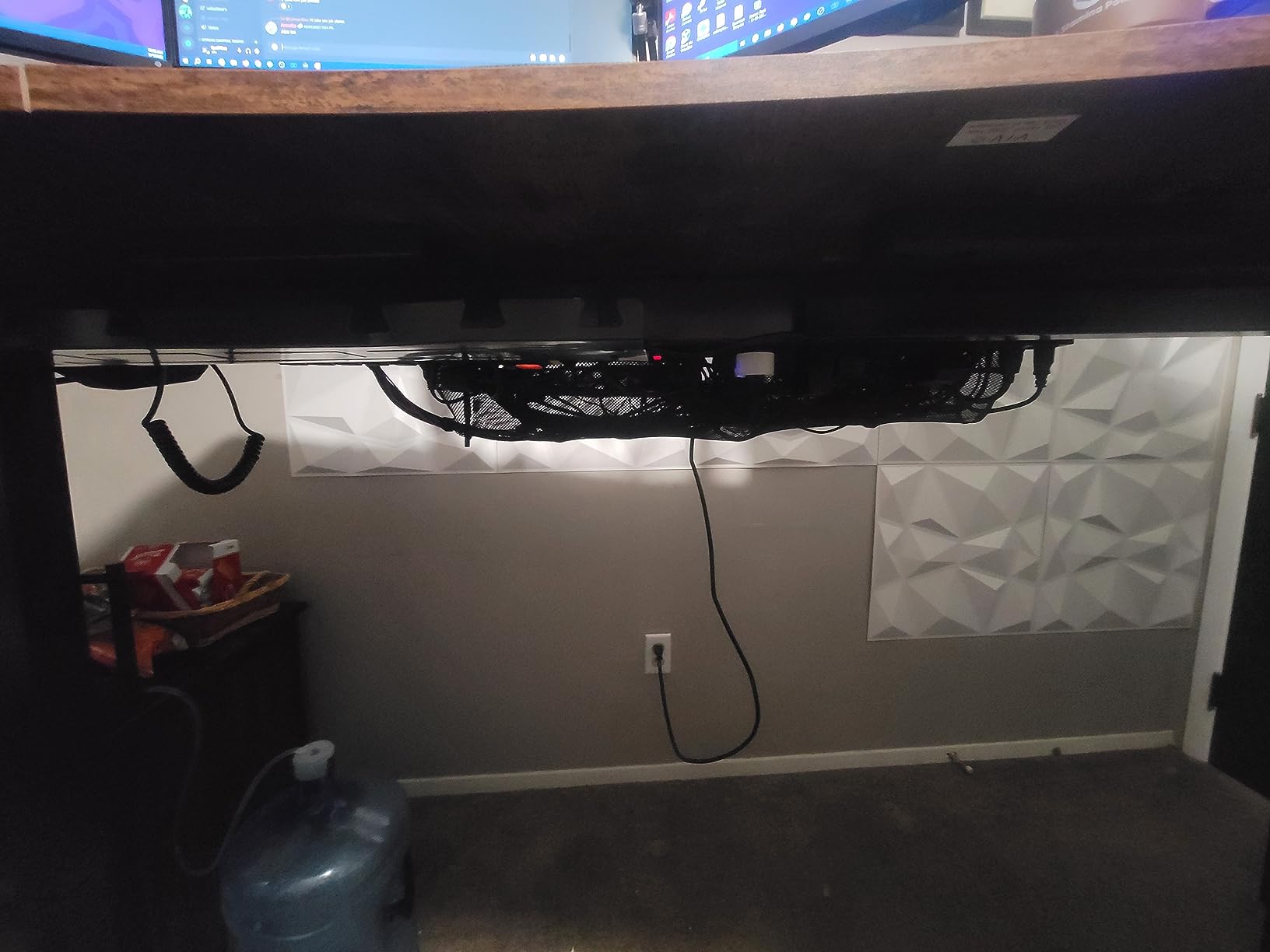 VIVO No Drill Clamp-on 44 inch Mesh Net Under Desk Cable Management Wire Organizer, Adjustable Home Office Standing Desk Cord Storage Sleeve, Black, DESK-AC44MH customer photo 2
